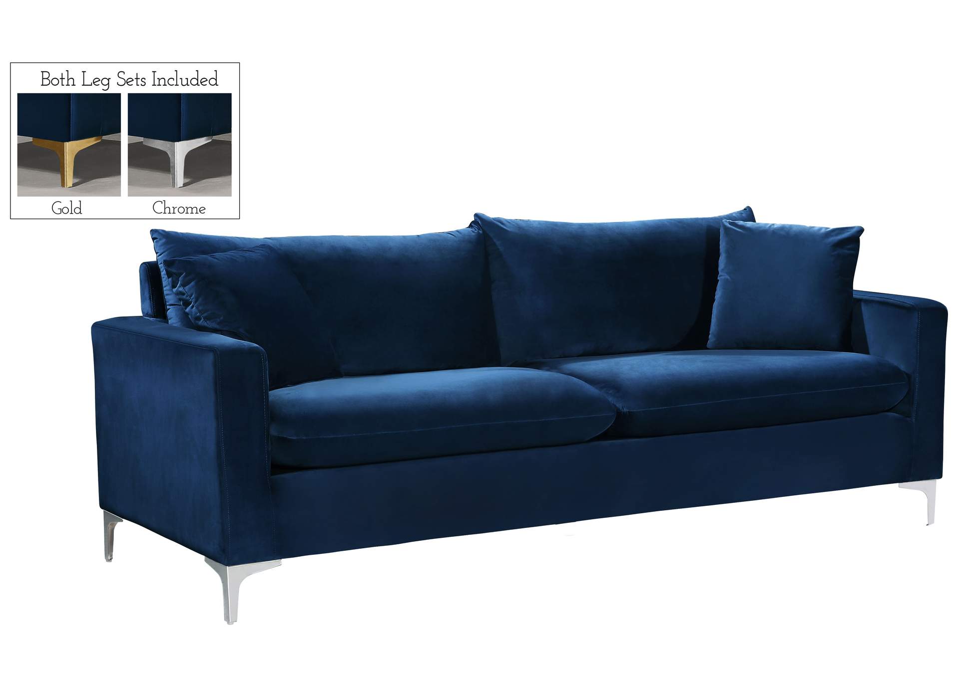 Naomi Navy Velvet Sofa,Meridian Furniture