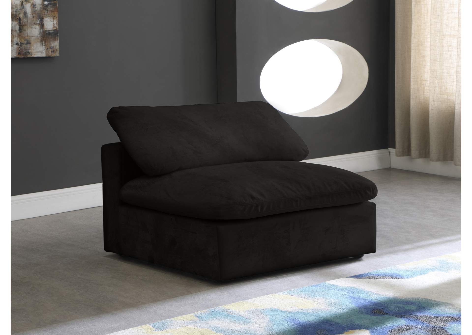 Cozy Black Velvet Chair,Meridian Furniture