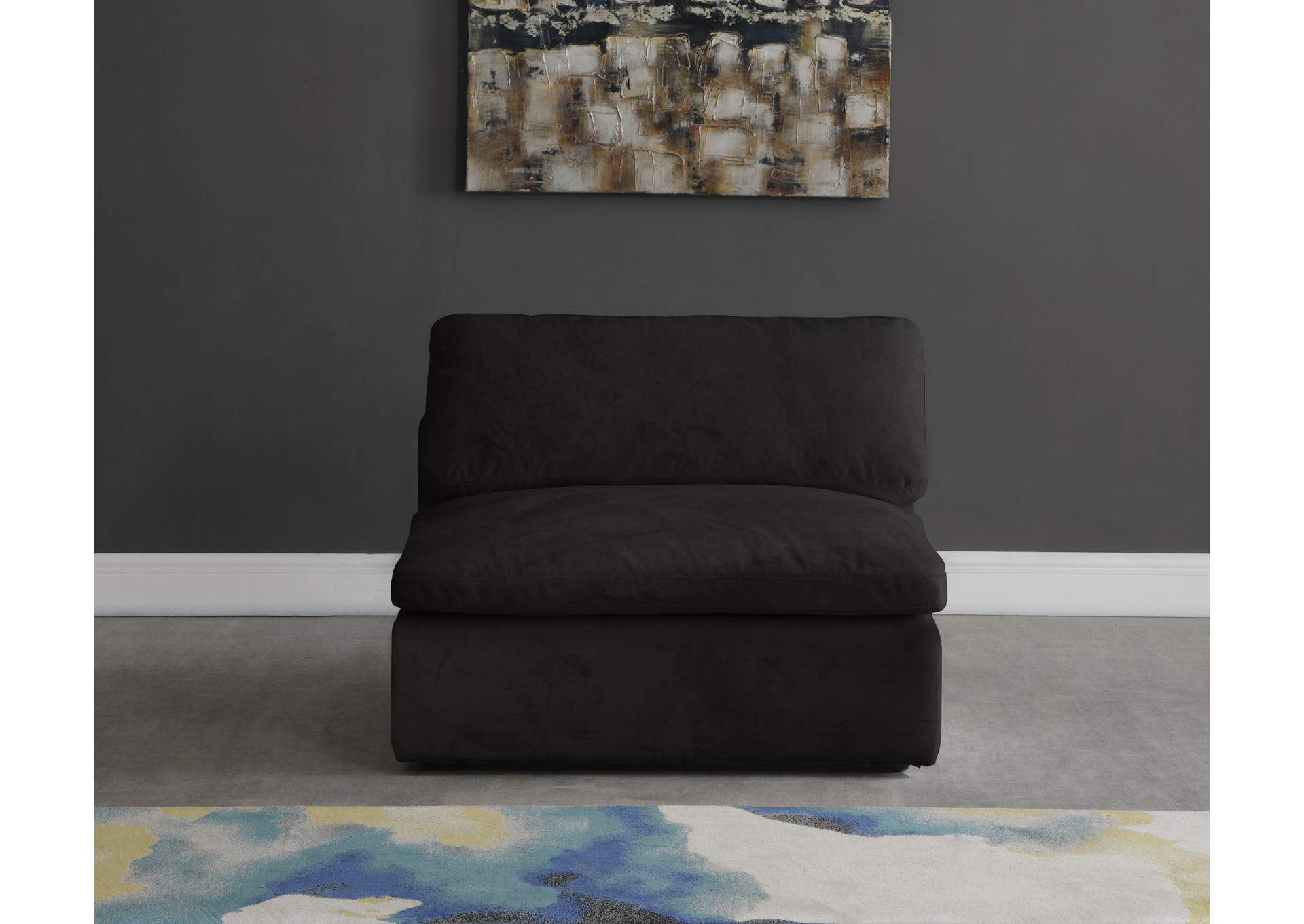 Cozy Black Velvet Chair,Meridian Furniture