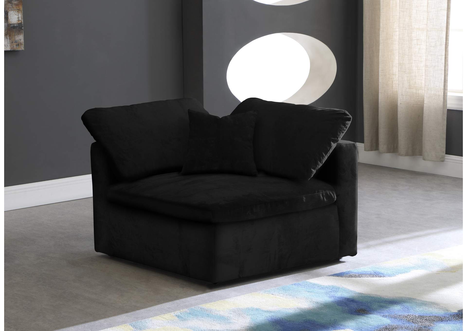 Cozy Black Velvet Chair,Meridian Furniture