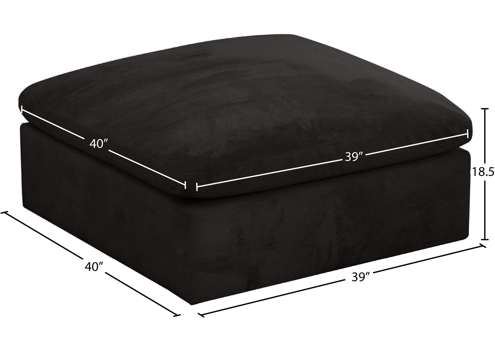 Cozy Black Velvet Ottoman,Meridian Furniture