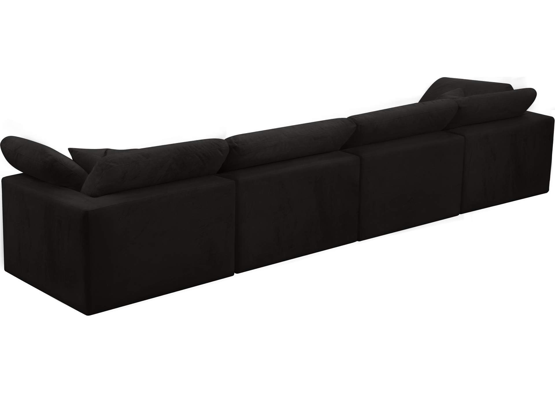 Cozy Black Velvet Comfort Modular Sofa,Meridian Furniture