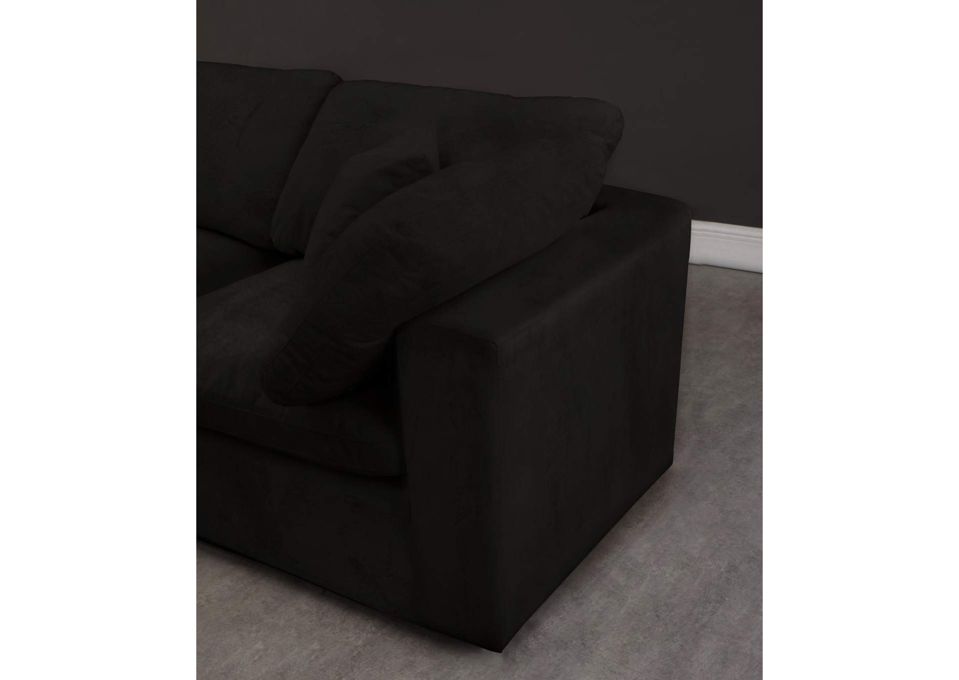 Cozy Black Velvet Comfort Modular Sofa,Meridian Furniture