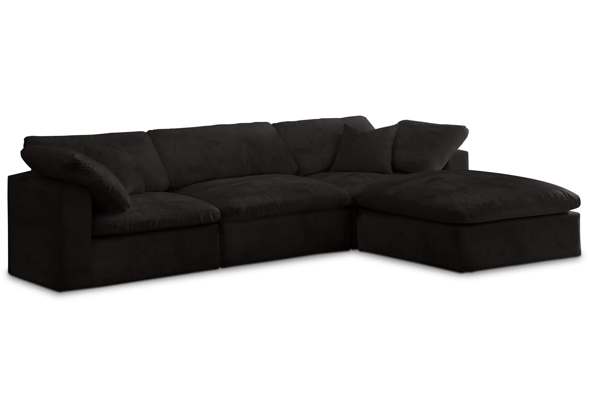 Cozy Black Velvet Comfort Modular Sectional,Meridian Furniture