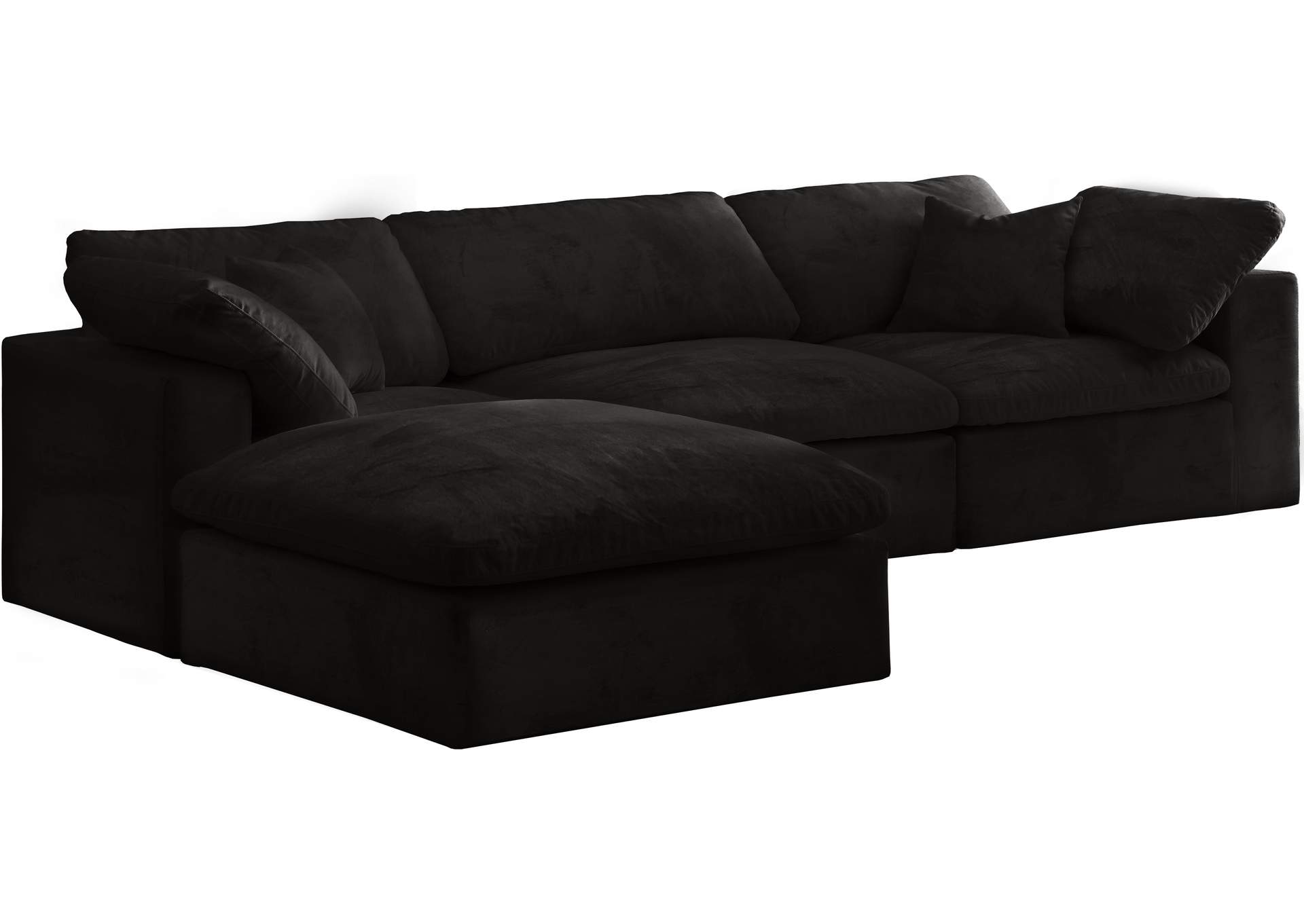 Cozy Black Velvet Comfort Modular Sectional,Meridian Furniture