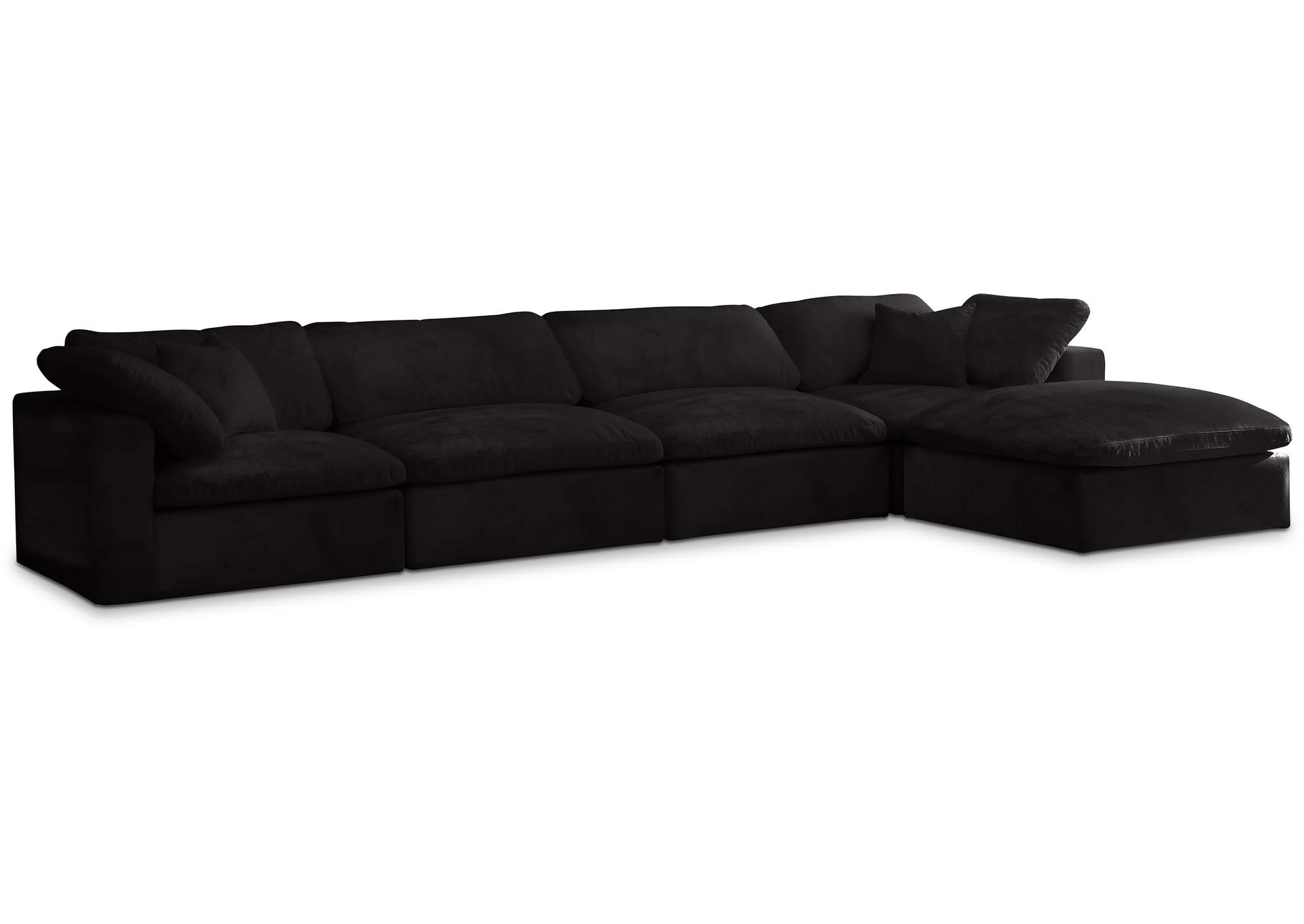 Cozy Black Velvet Comfort Modular Sectional,Meridian Furniture