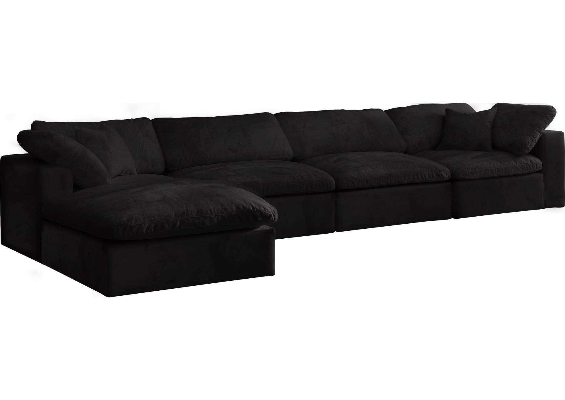 Cozy Black Velvet Comfort Modular Sectional,Meridian Furniture