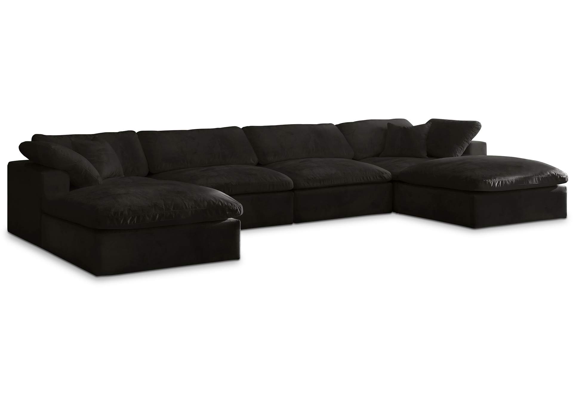 Cozy Black Velvet Comfort Modular Sectional,Meridian Furniture