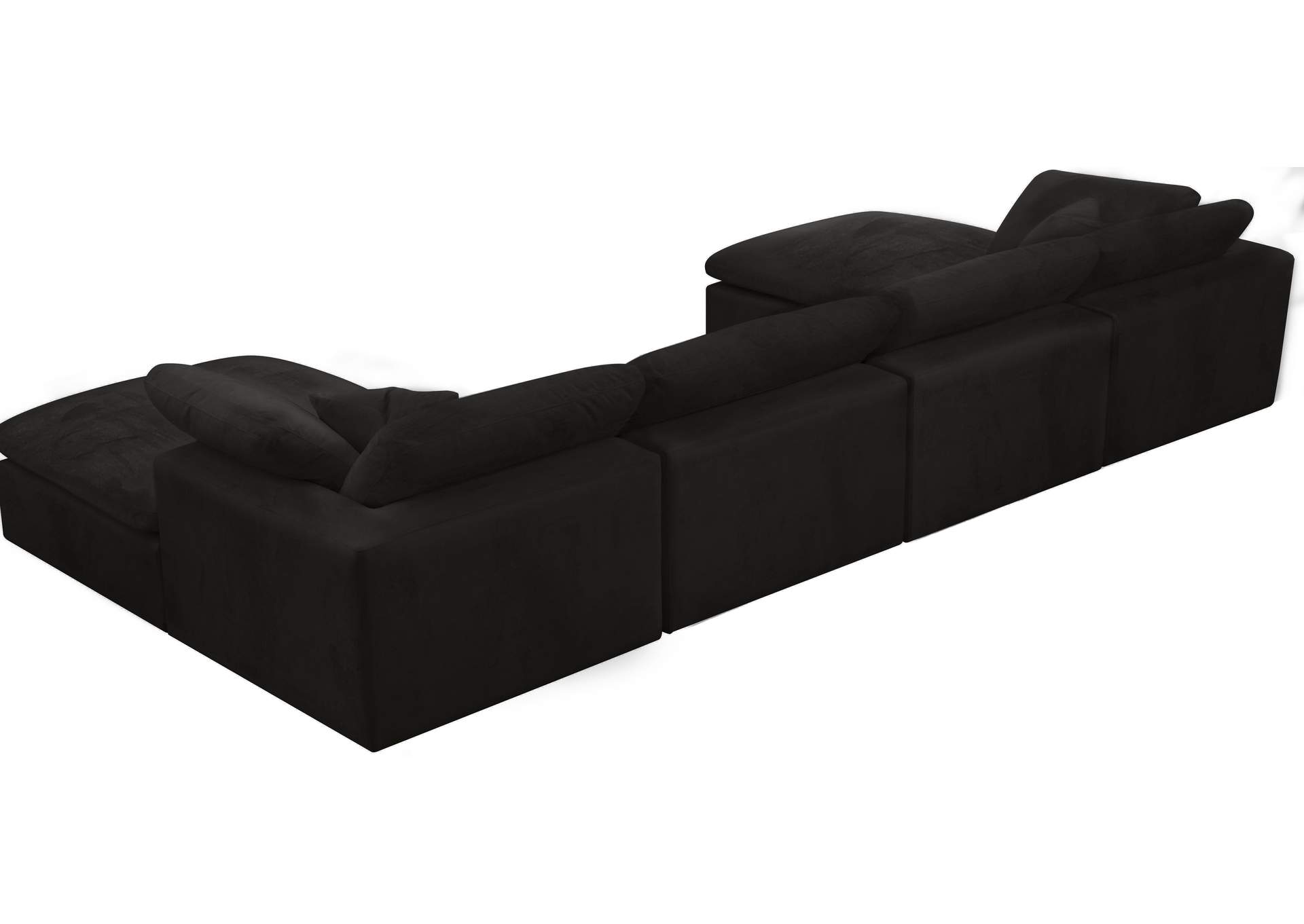 Cozy Black Velvet Comfort Modular Sectional,Meridian Furniture