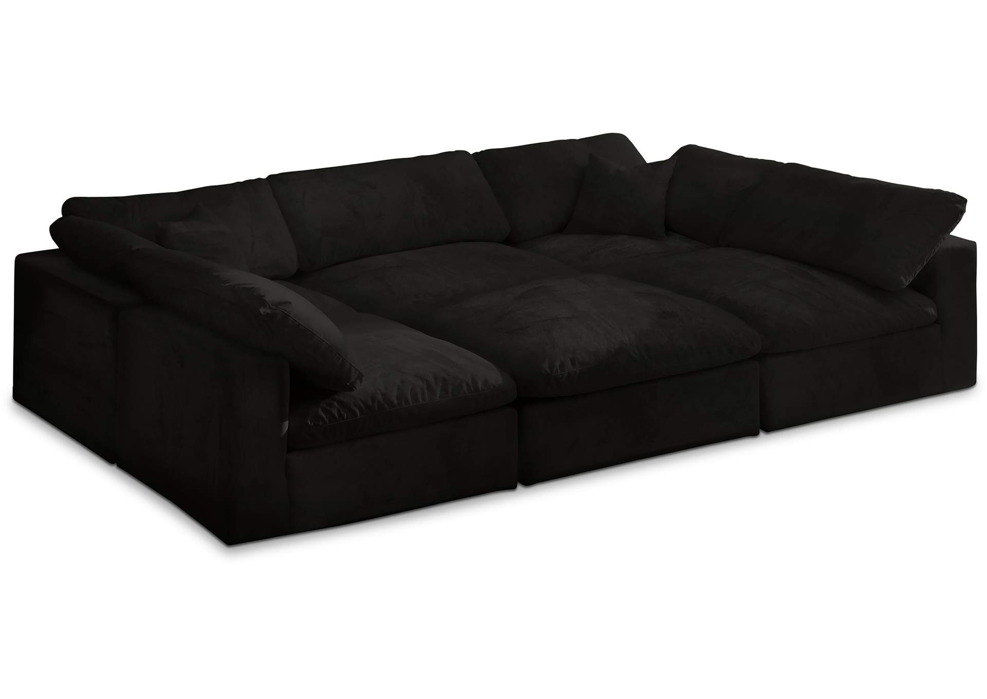 Cozy Black Velvet Comfort Modular Sectional,Meridian Furniture