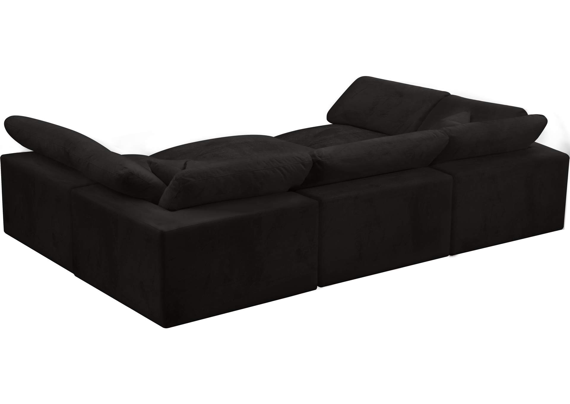 Cozy Black Velvet Comfort Modular Sectional,Meridian Furniture