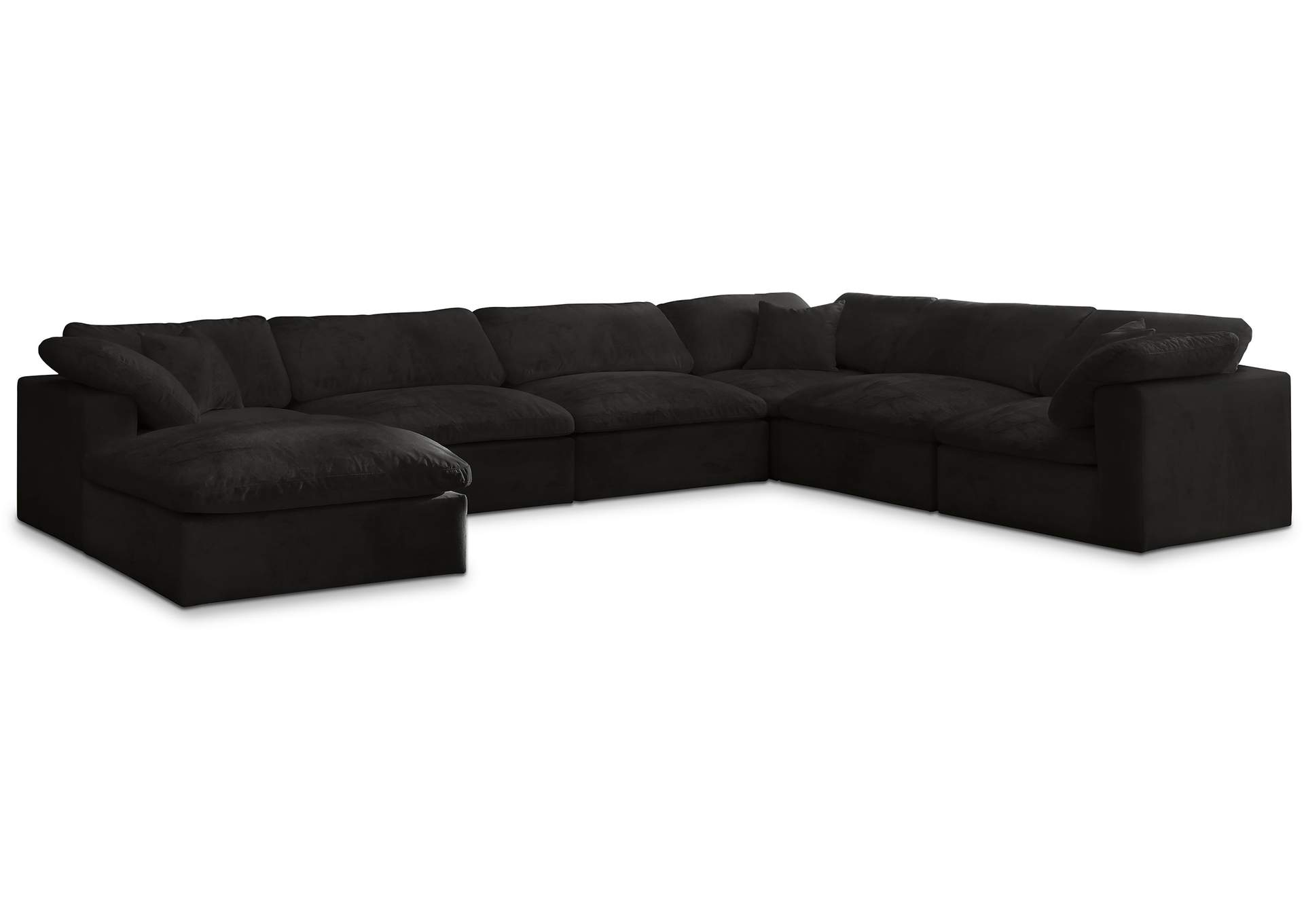 Cozy Black Velvet Comfort Modular Sectional,Meridian Furniture