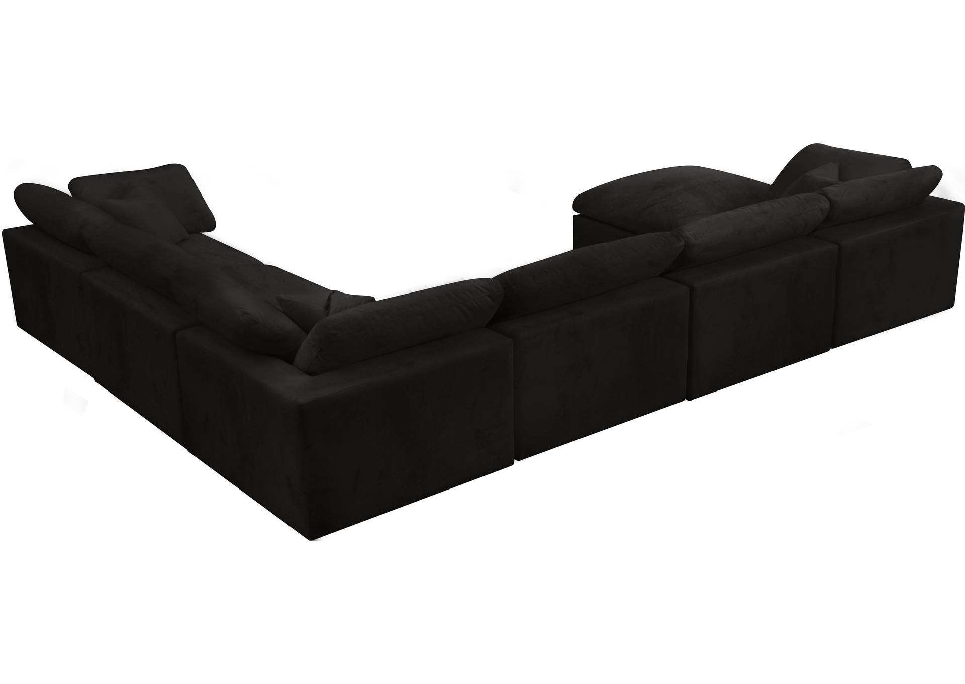 Cozy Black Velvet Comfort Modular Sectional,Meridian Furniture