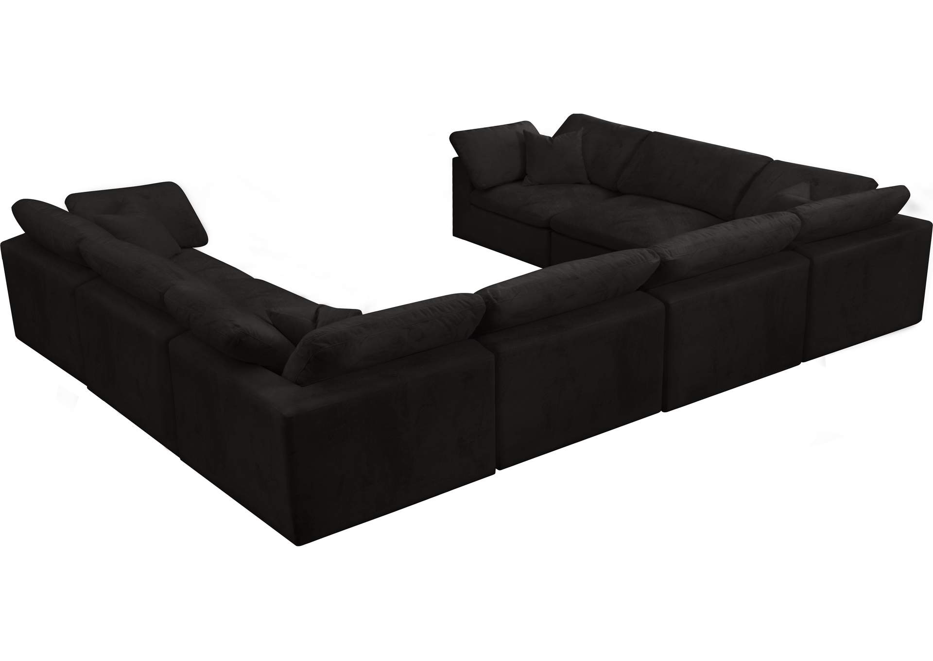 Cozy Black Velvet Comfort Modular Sectional,Meridian Furniture