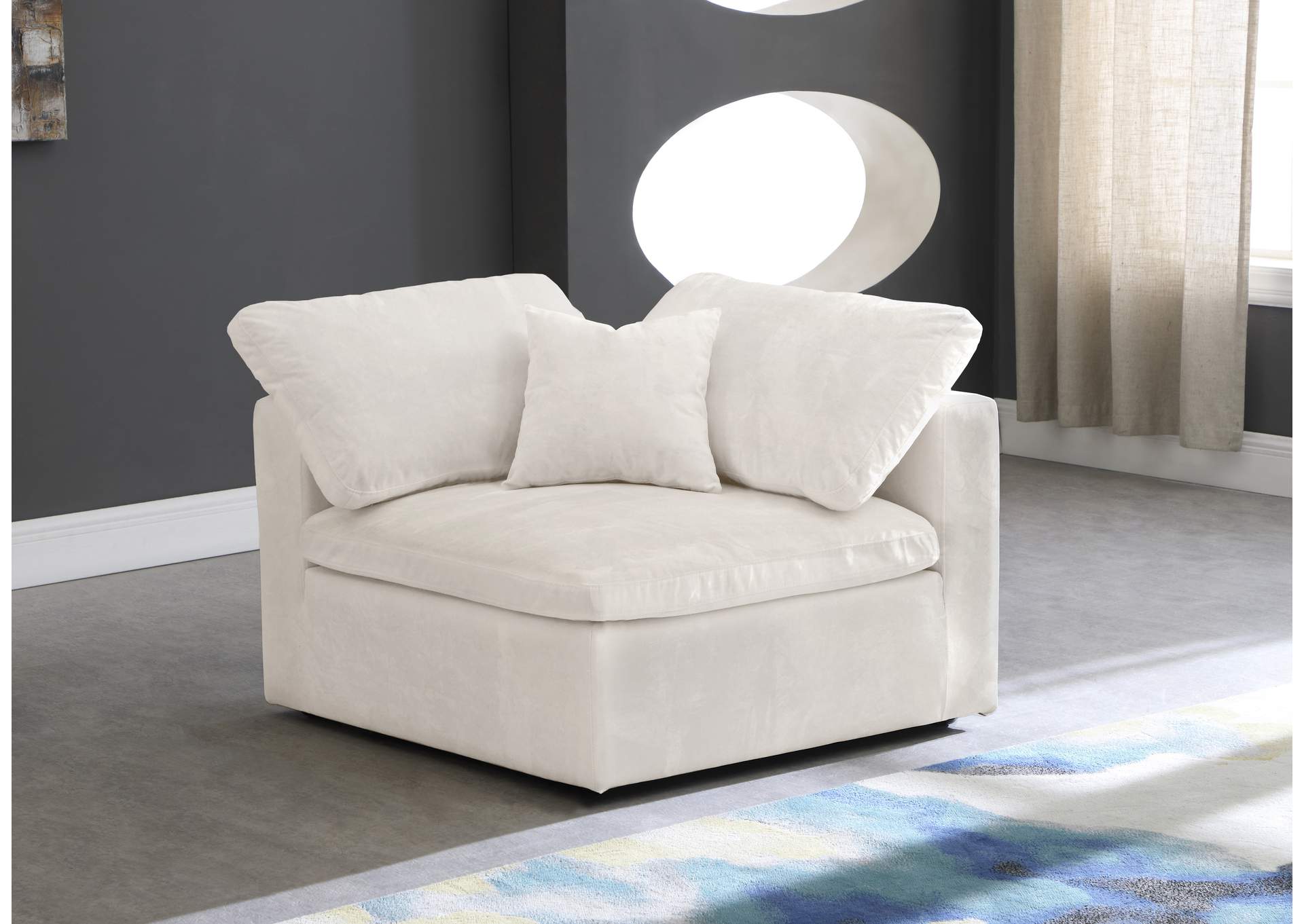 Cozy Cream Velvet Chair,Meridian Furniture