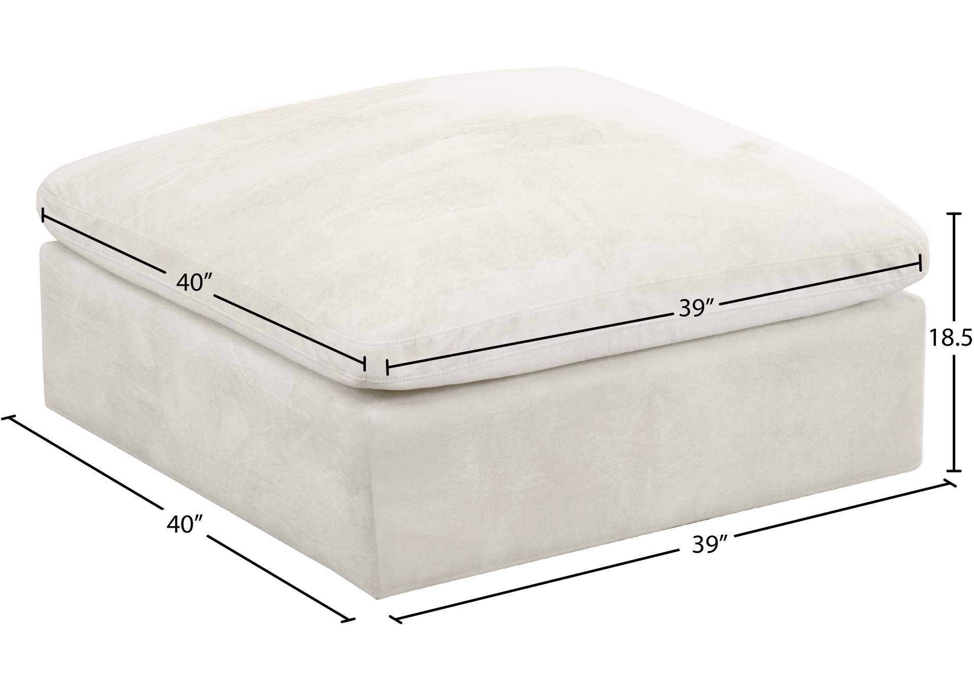 Cozy Cream Velvet Ottoman,Meridian Furniture