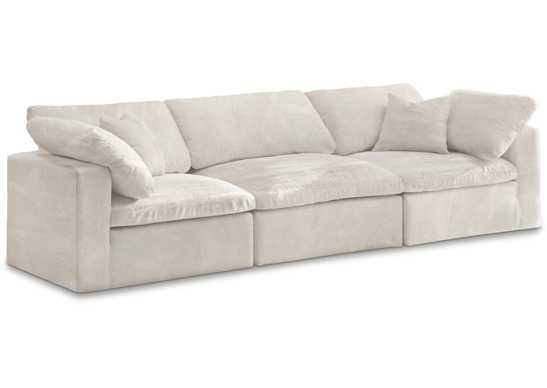 Cozy Cream Velvet Comfort Modular Sofa,Meridian Furniture