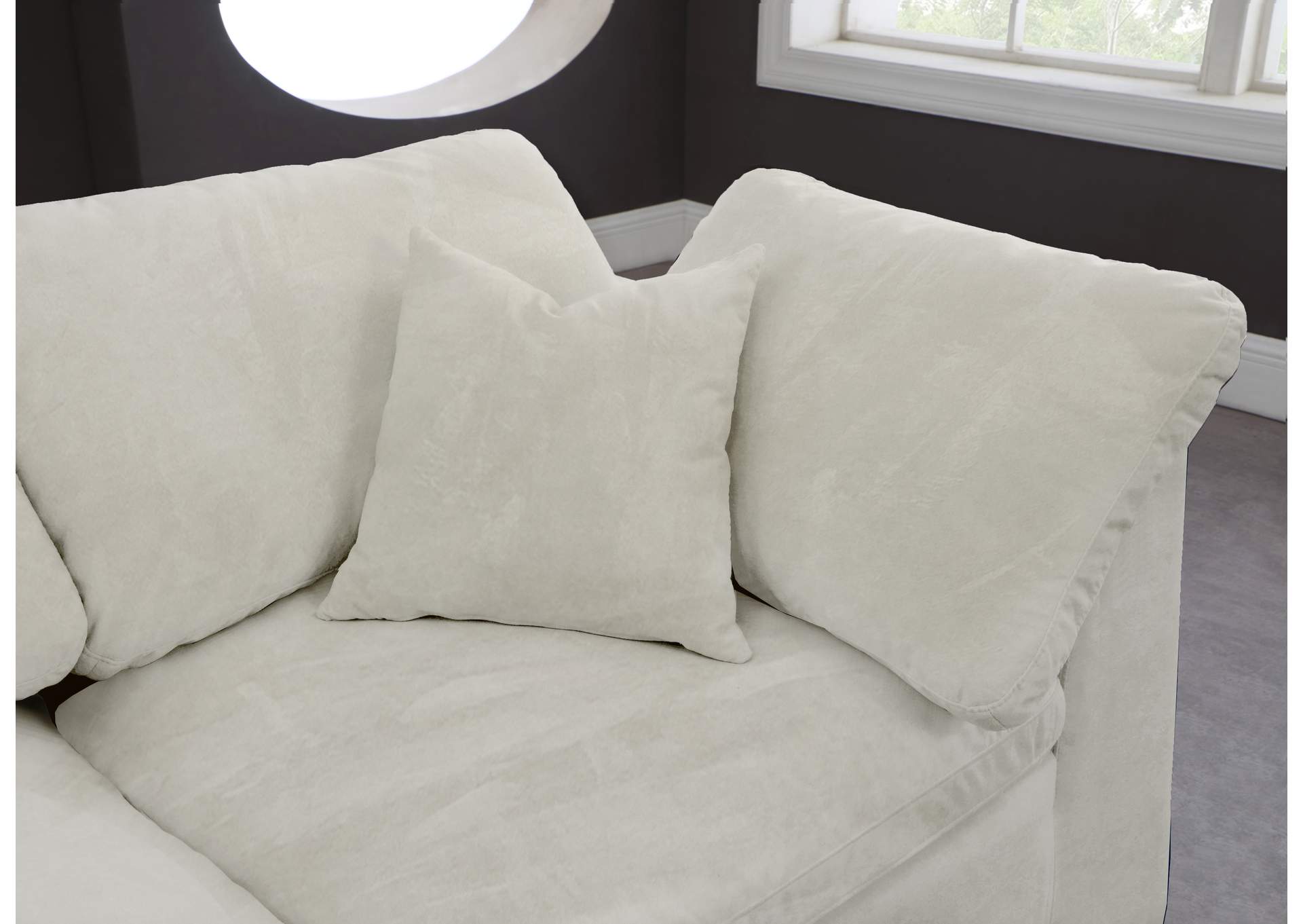 Cozy Cream Velvet Comfort Modular Sofa,Meridian Furniture