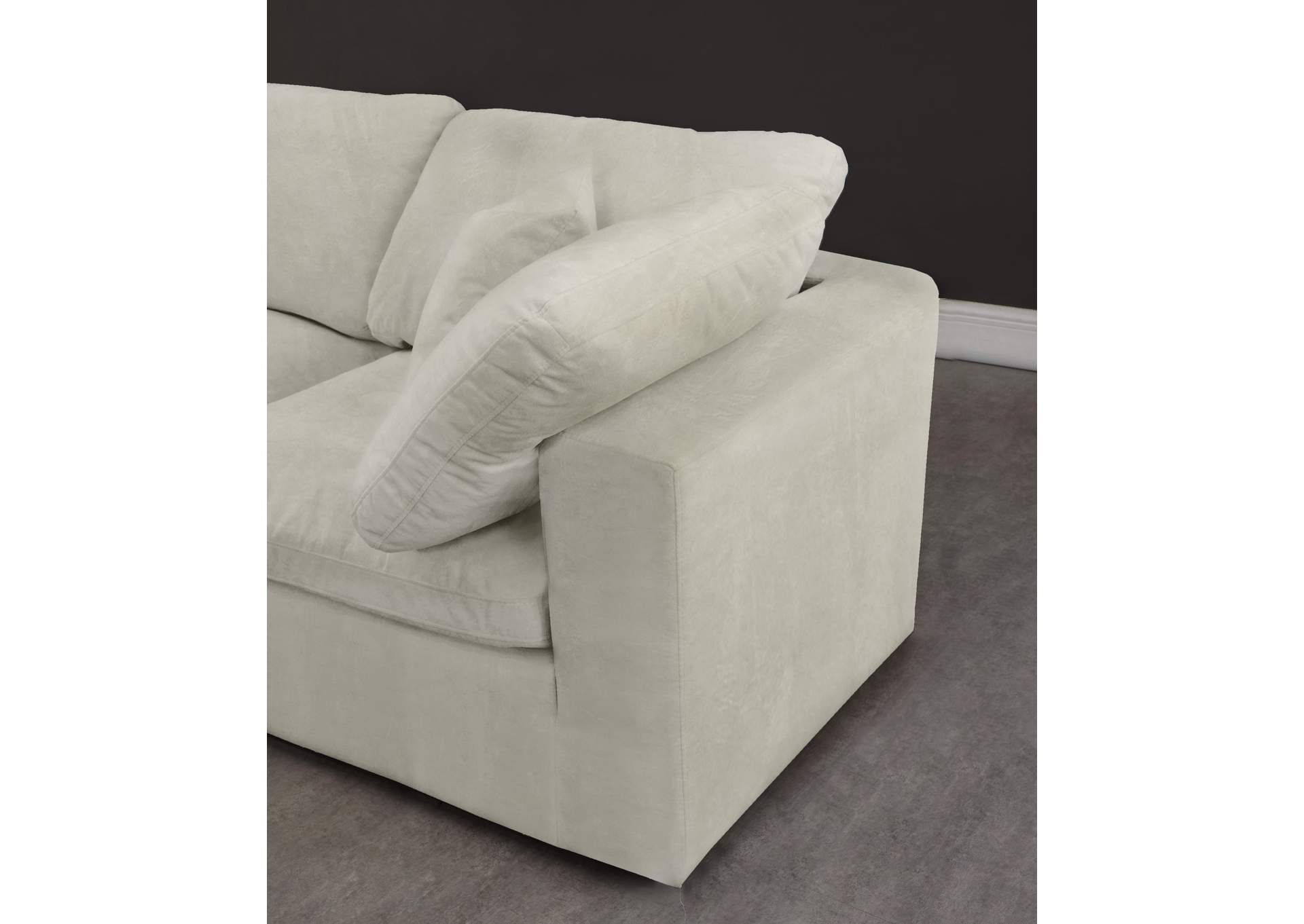 Cozy Cream Velvet Comfort Modular Sofa,Meridian Furniture