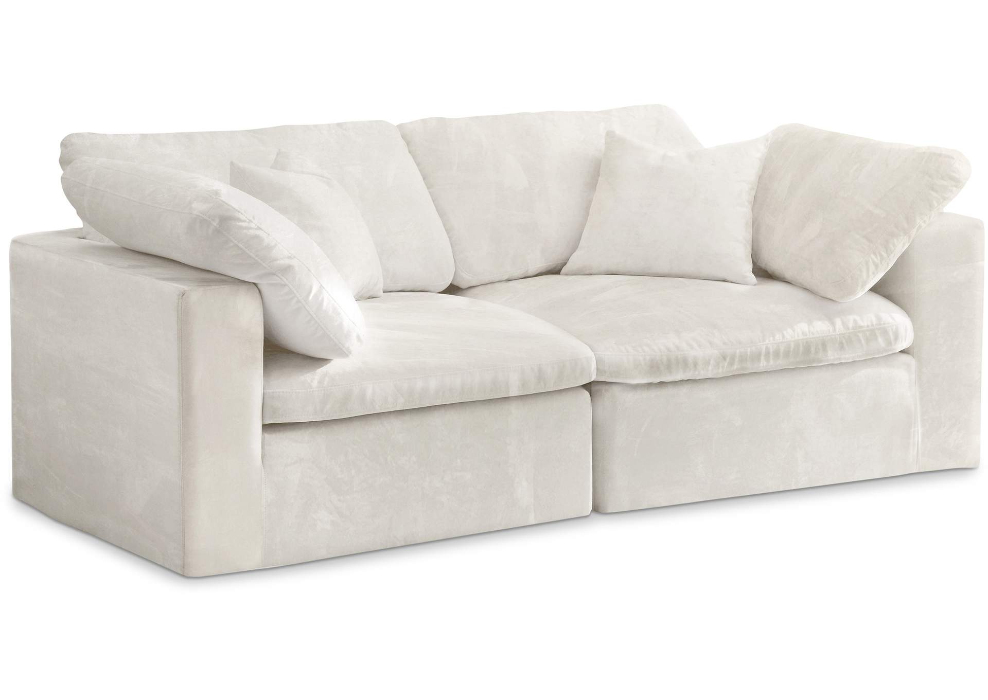 Cozy Cream Velvet Comfort Modular Sofa,Meridian Furniture