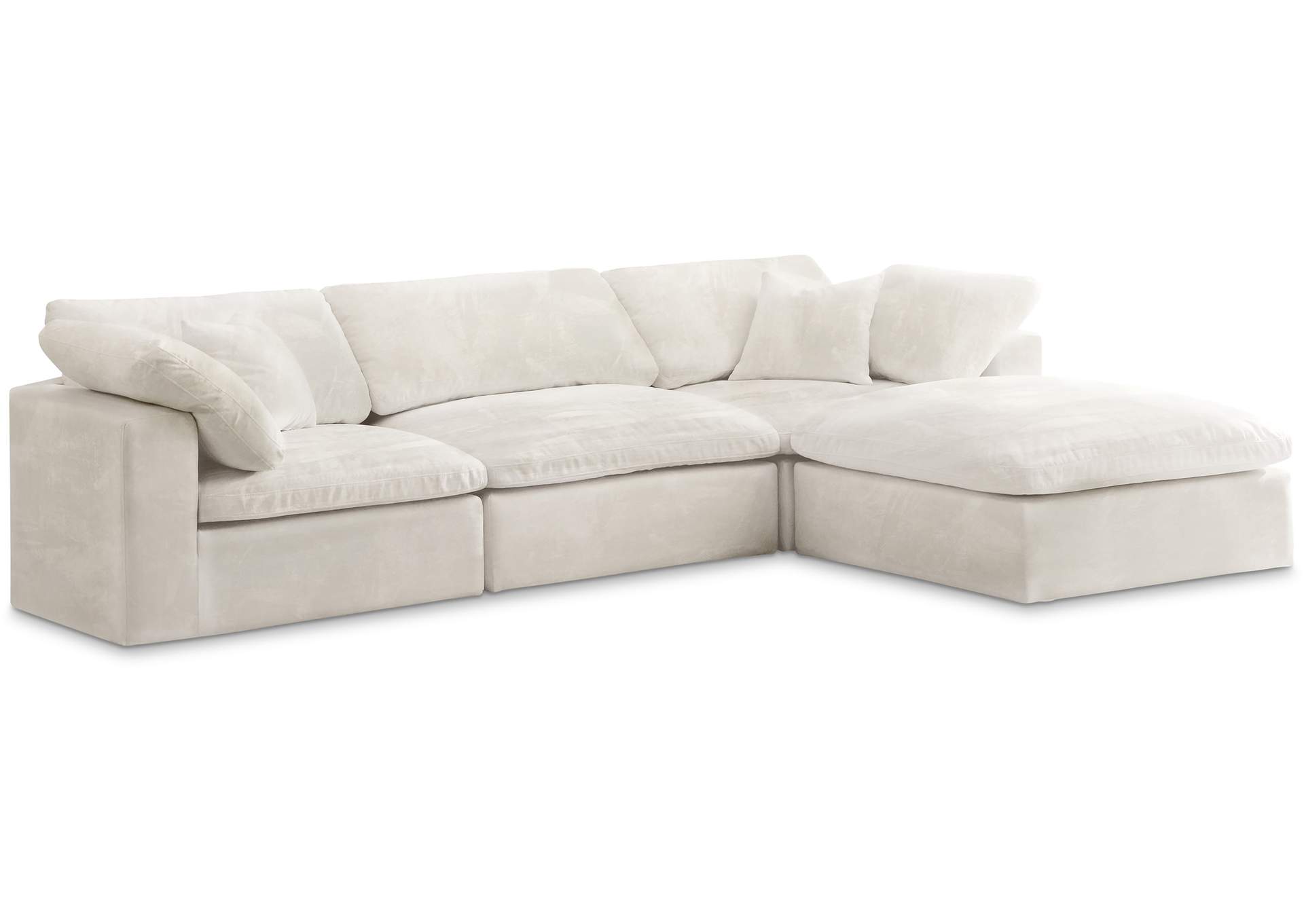 Cozy Cream Velvet Comfort Modular Sectional,Meridian Furniture