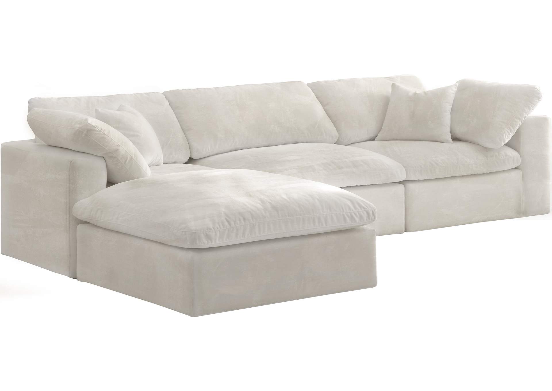 Cozy Cream Velvet Comfort Modular Sectional,Meridian Furniture