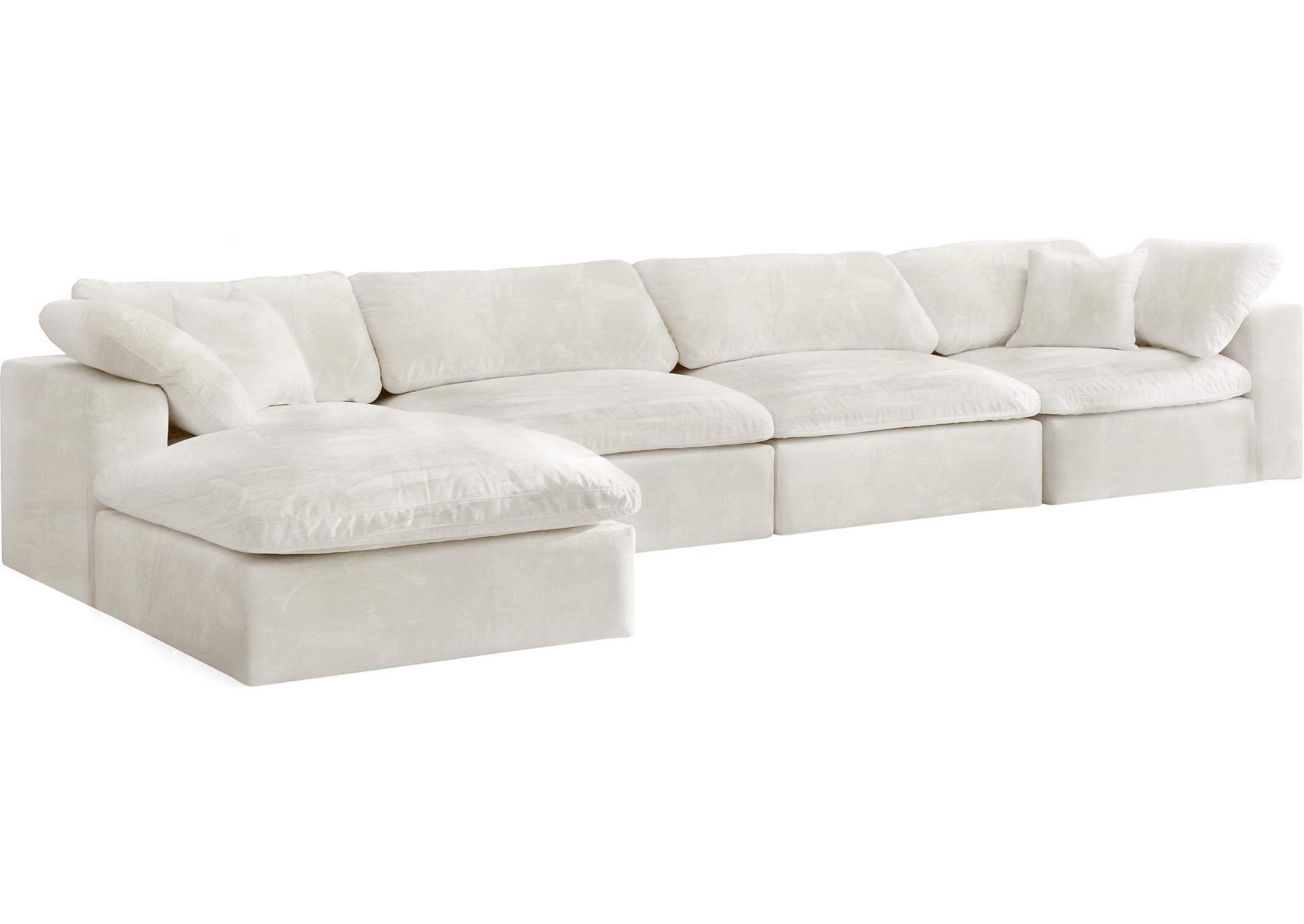 Cozy Cream Velvet Comfort Modular Sectional,Meridian Furniture