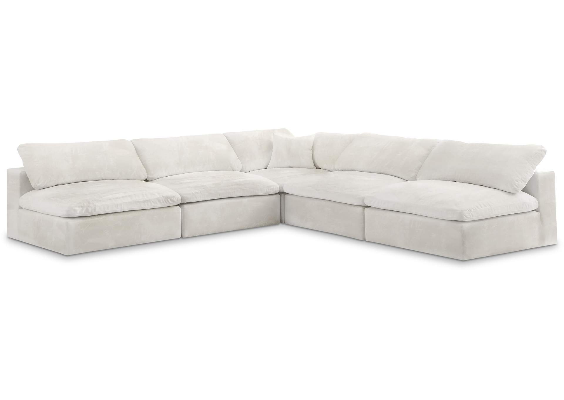 Cozy Cream Velvet Comfort Modular Sectional,Meridian Furniture