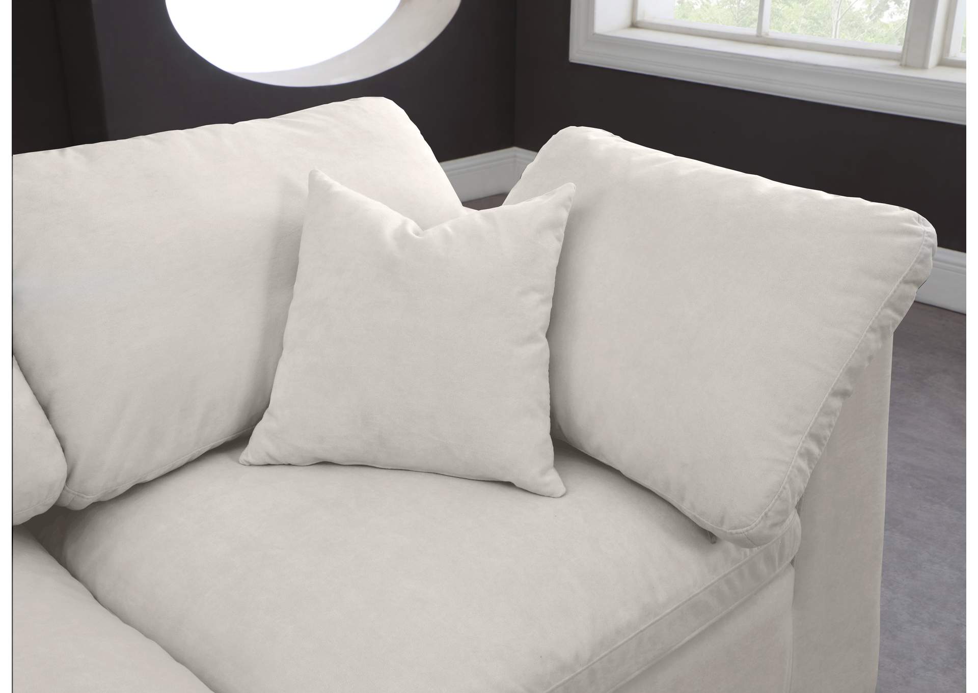 Cozy Cream Velvet Comfort Modular Sectional,Meridian Furniture