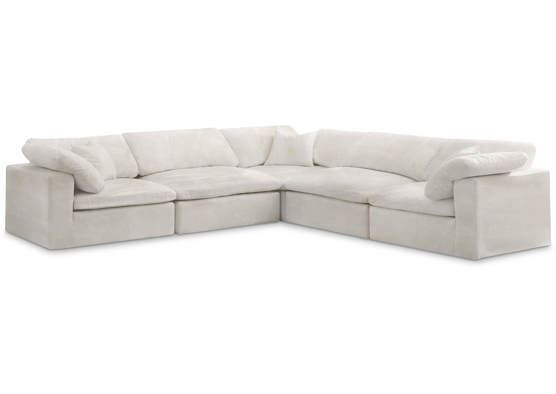 Cozy Cream Velvet Comfort Modular Sectional,Meridian Furniture