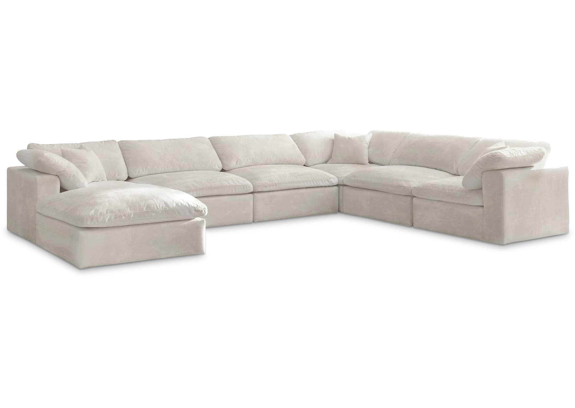 Cozy Cream Velvet Comfort Modular Sectional,Meridian Furniture