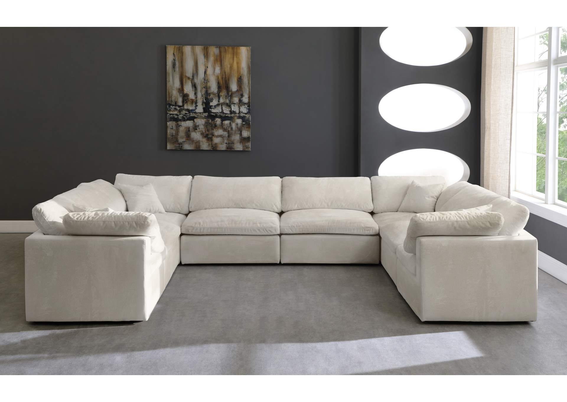 Cozy Cream Velvet Comfort Modular Sectional,Meridian Furniture