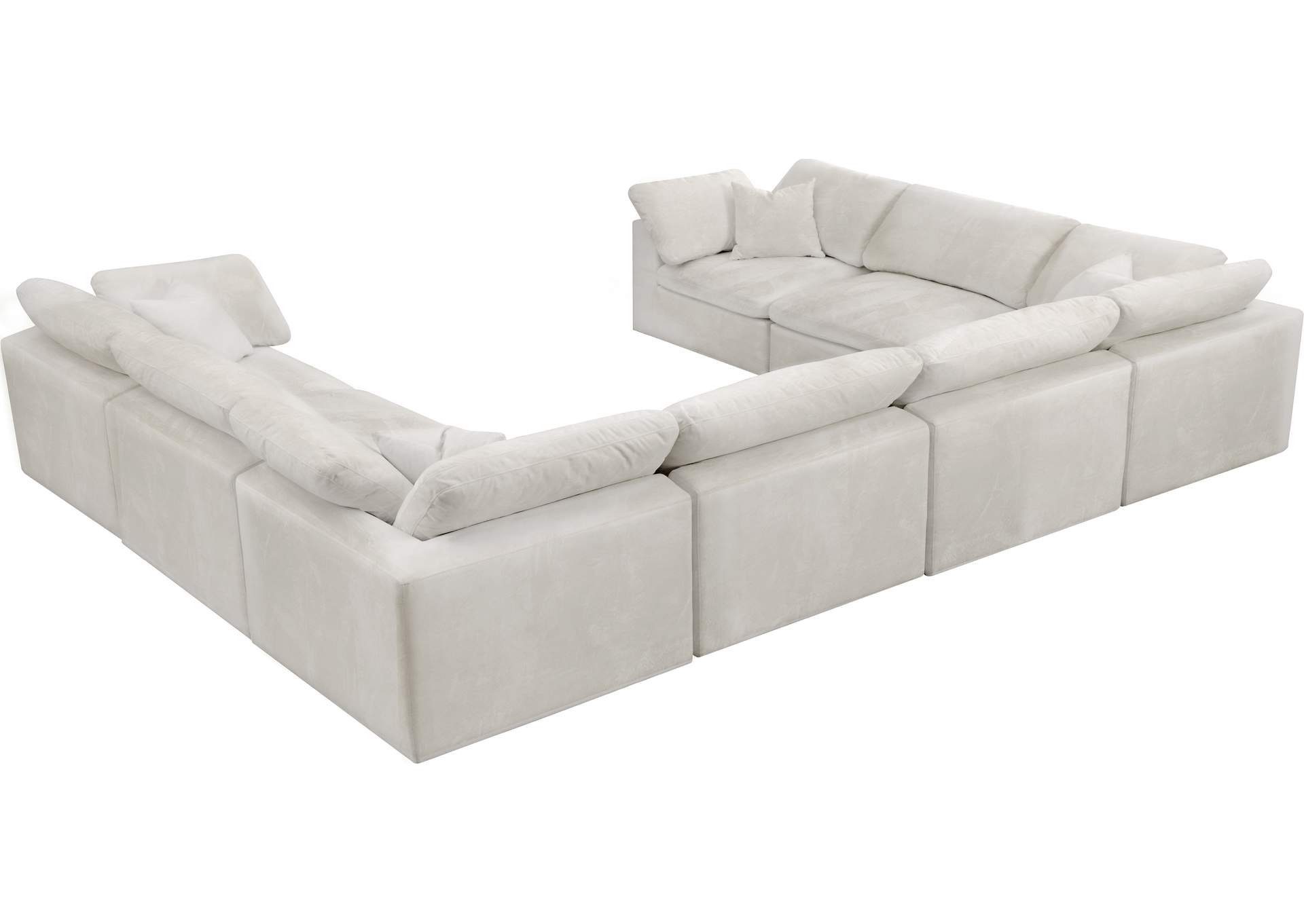 Cozy Cream Velvet Comfort Modular Sectional,Meridian Furniture