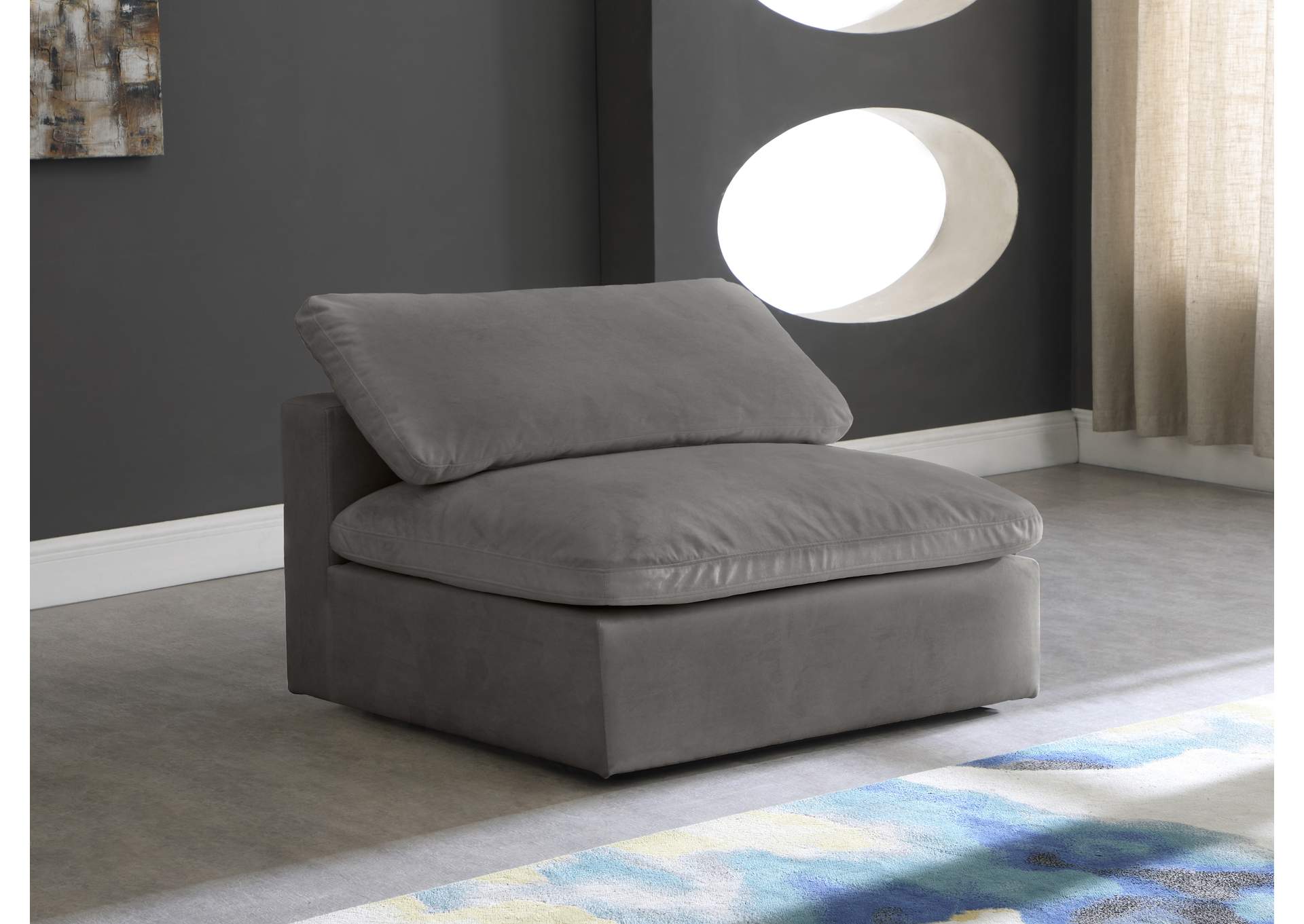 Cozy Grey Velvet Chair,Meridian Furniture