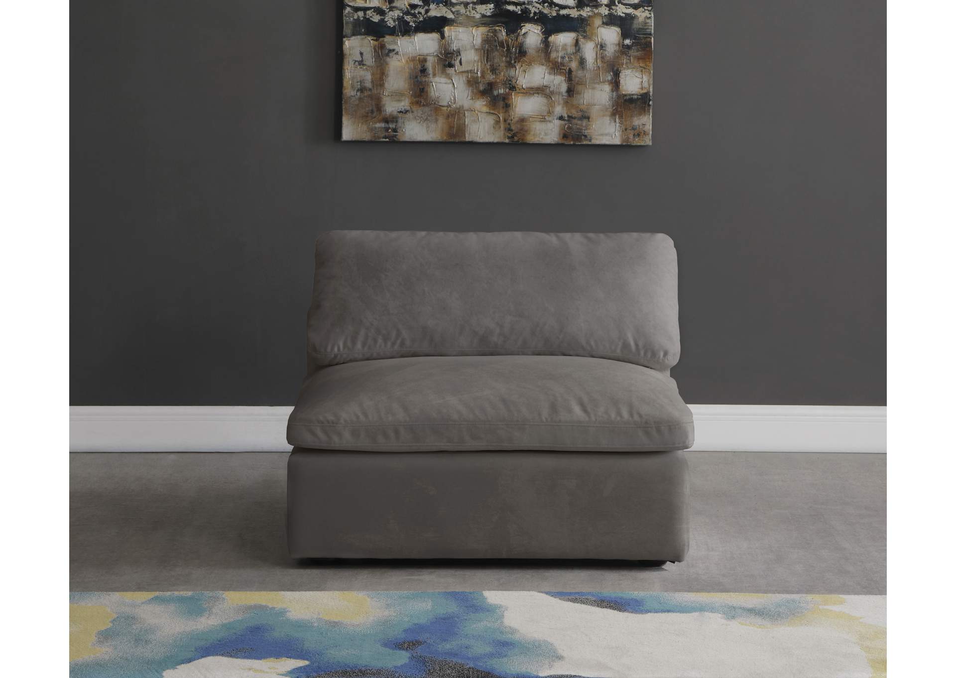 Cozy Grey Velvet Chair,Meridian Furniture