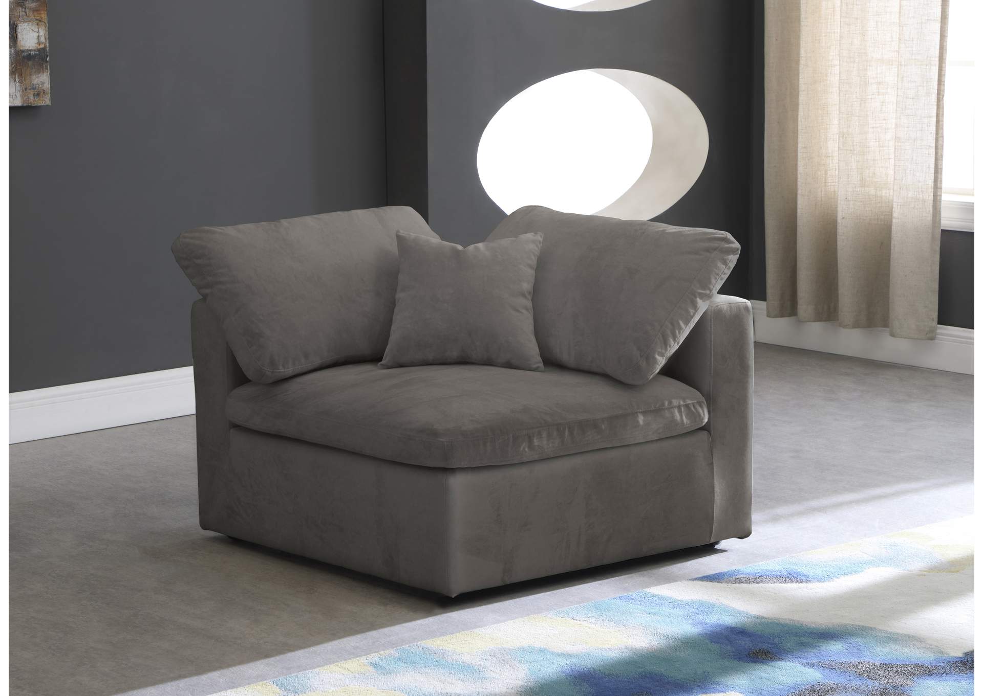 Cozy Grey Velvet Chair,Meridian Furniture