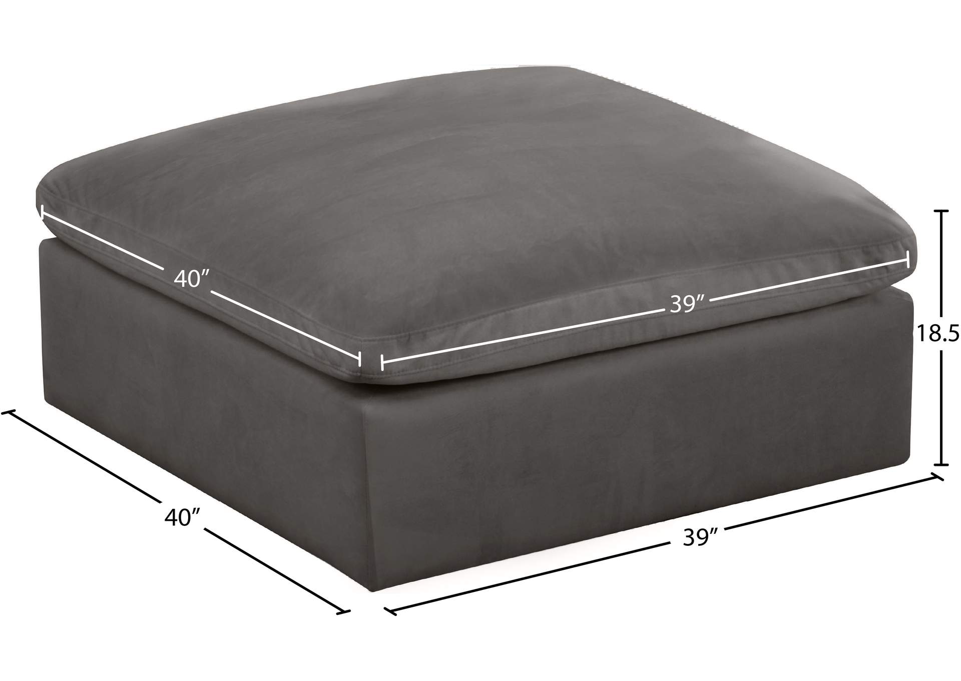 Cozy Grey Velvet Ottoman,Meridian Furniture