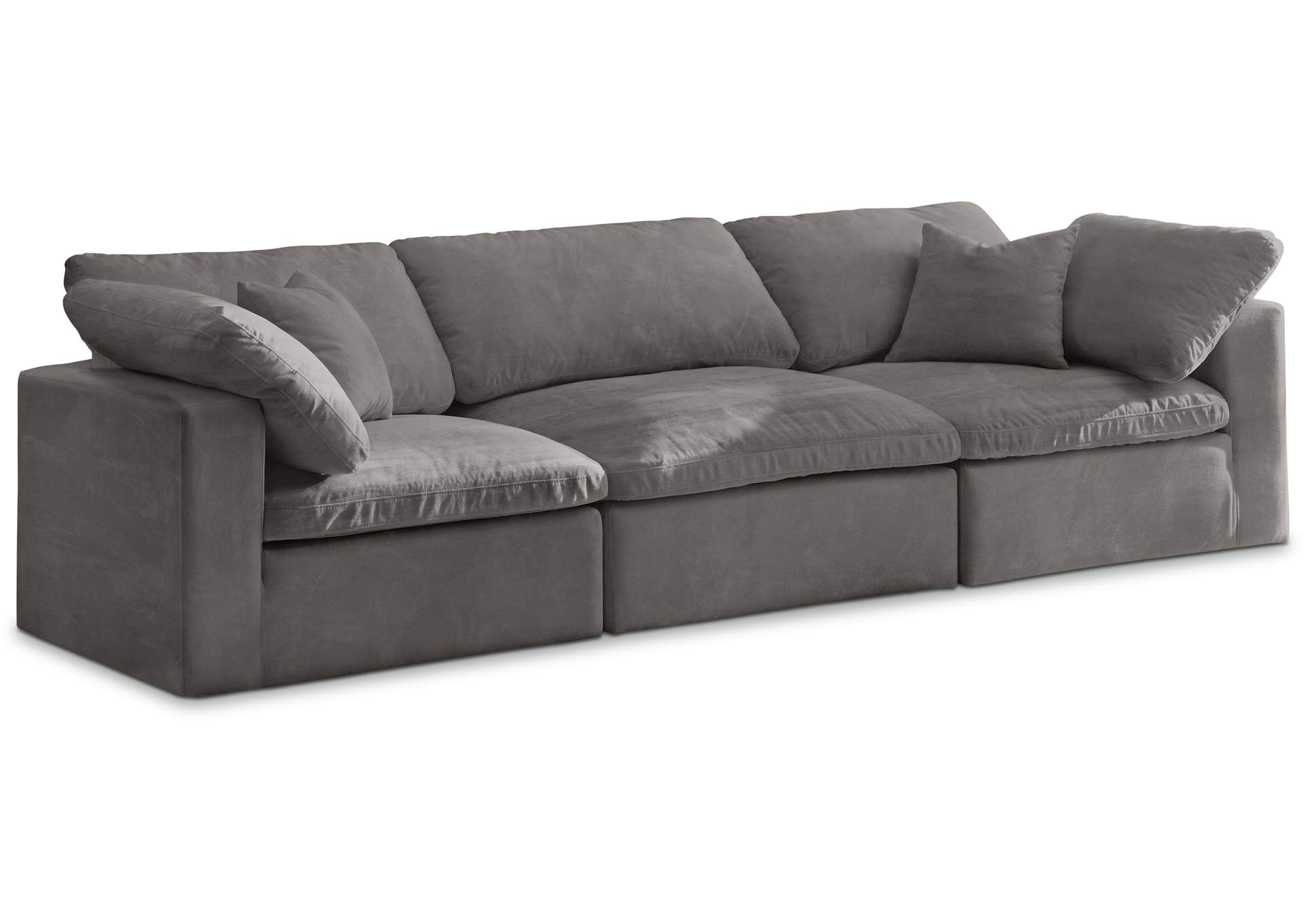 Cozy Grey Velvet Comfort Modular Sofa,Meridian Furniture