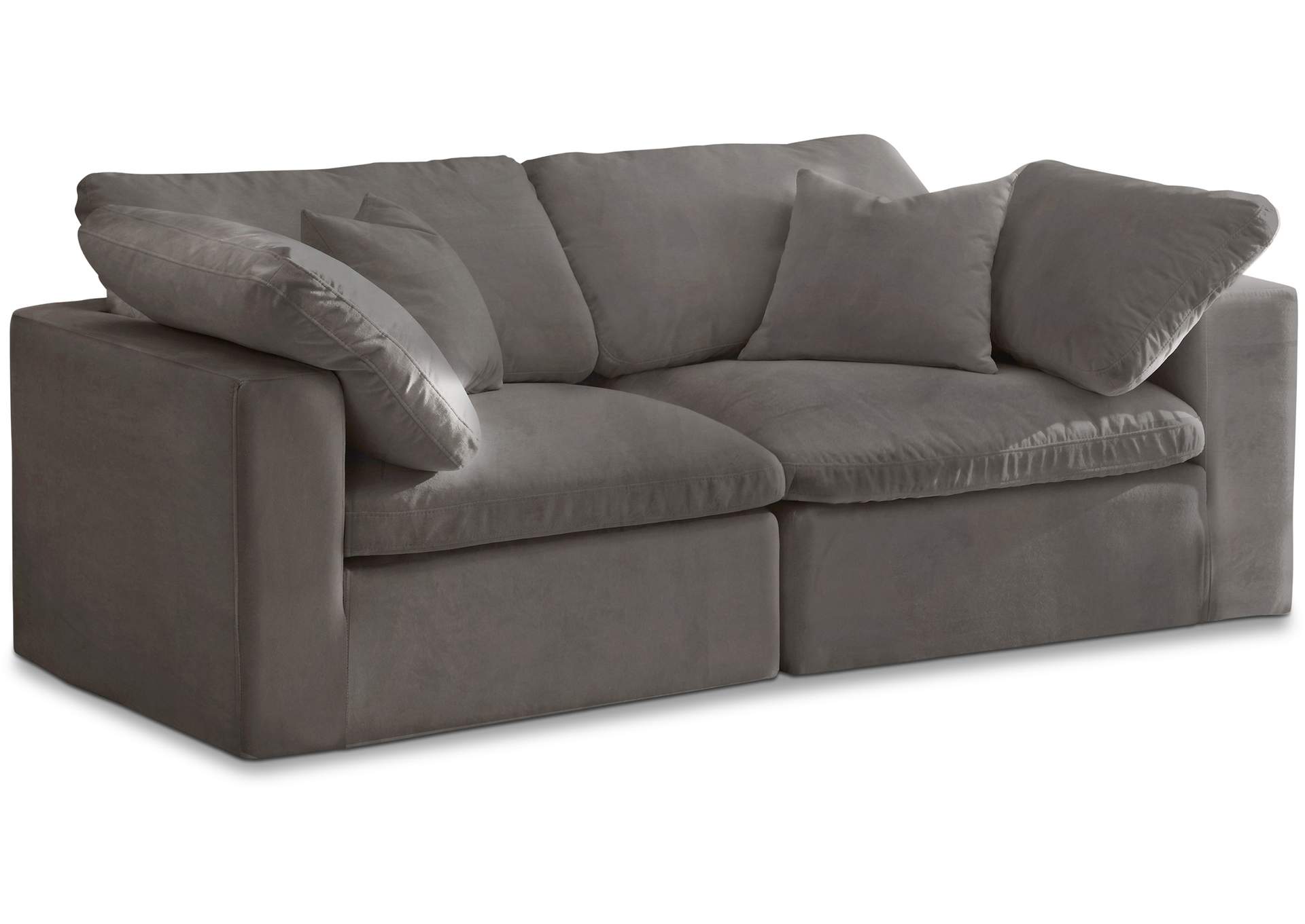 Cozy Grey Velvet Comfort Modular Sofa,Meridian Furniture