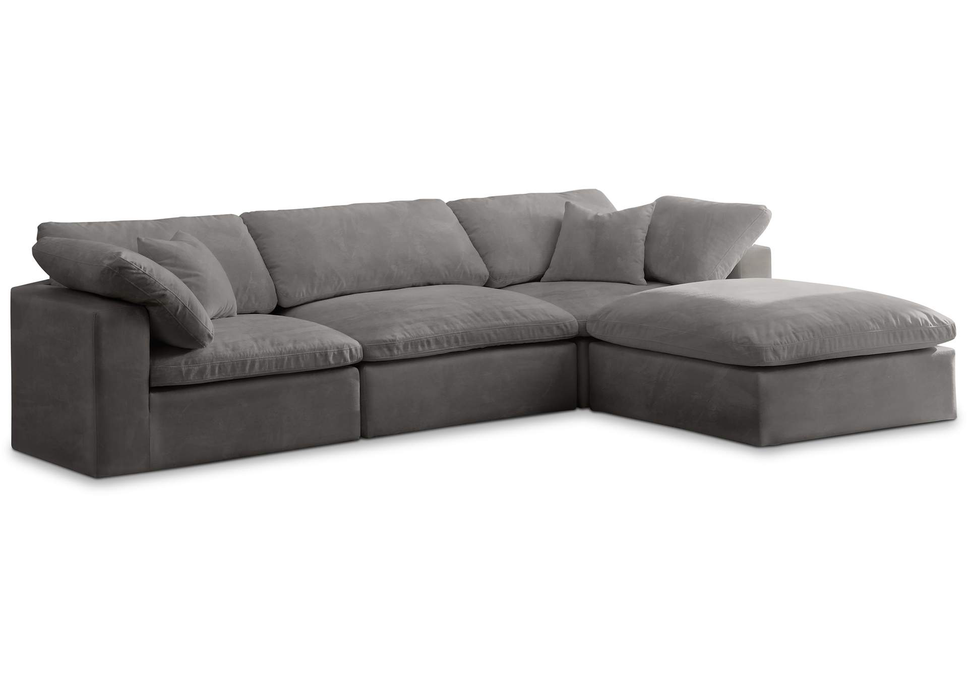 Cozy Grey Velvet Comfort Modular Sectional,Meridian Furniture