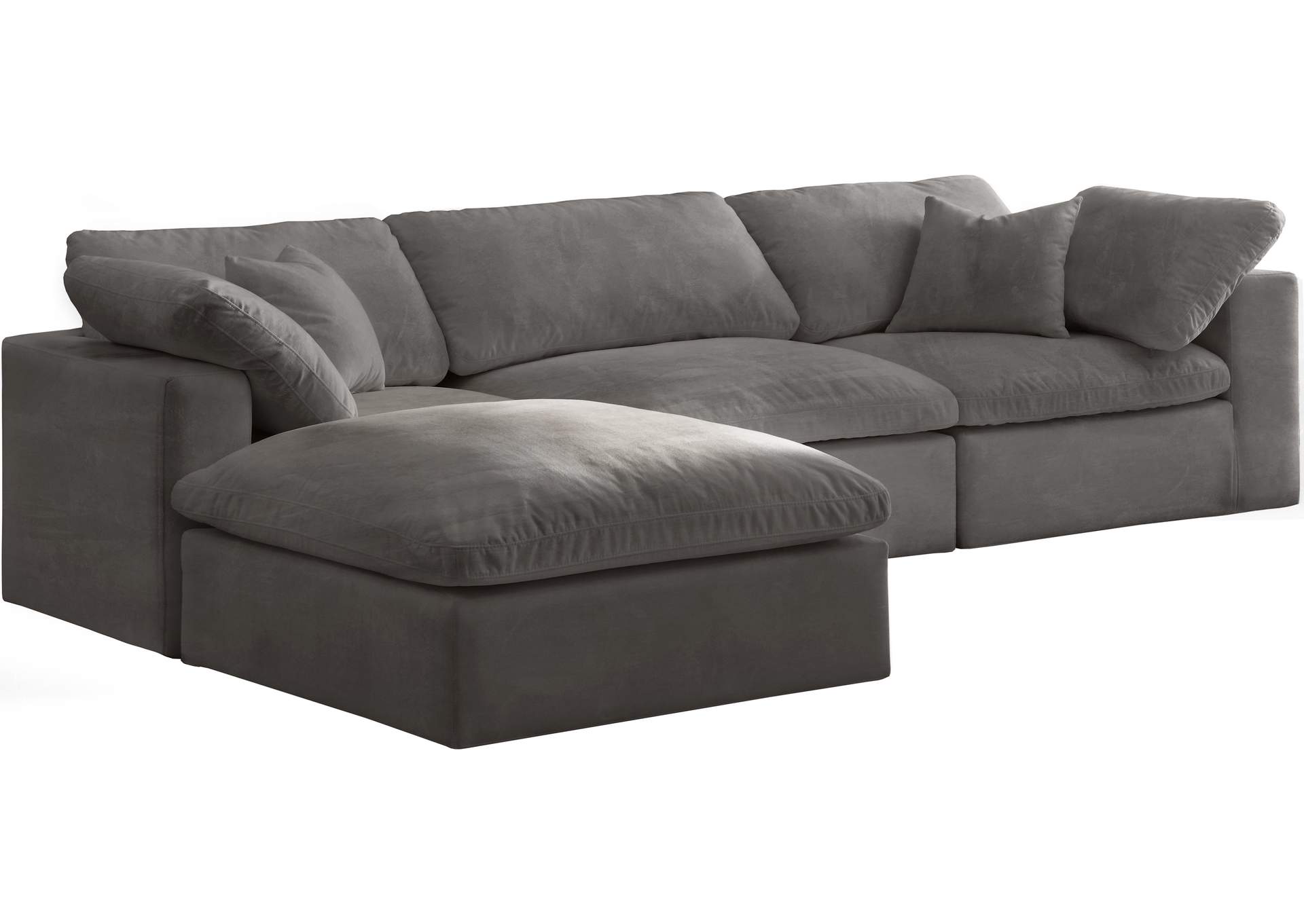 Cozy Grey Velvet Comfort Modular Sectional,Meridian Furniture