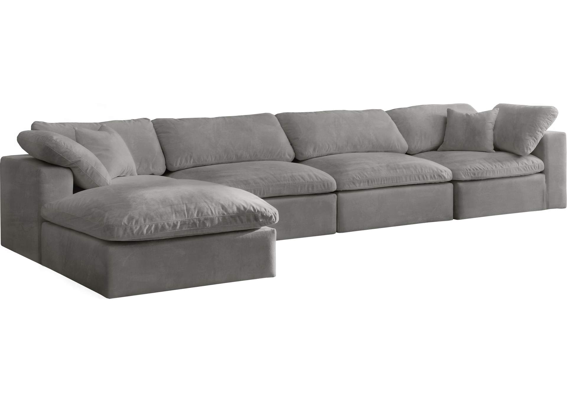 Cozy Grey Velvet Comfort Modular Sectional,Meridian Furniture