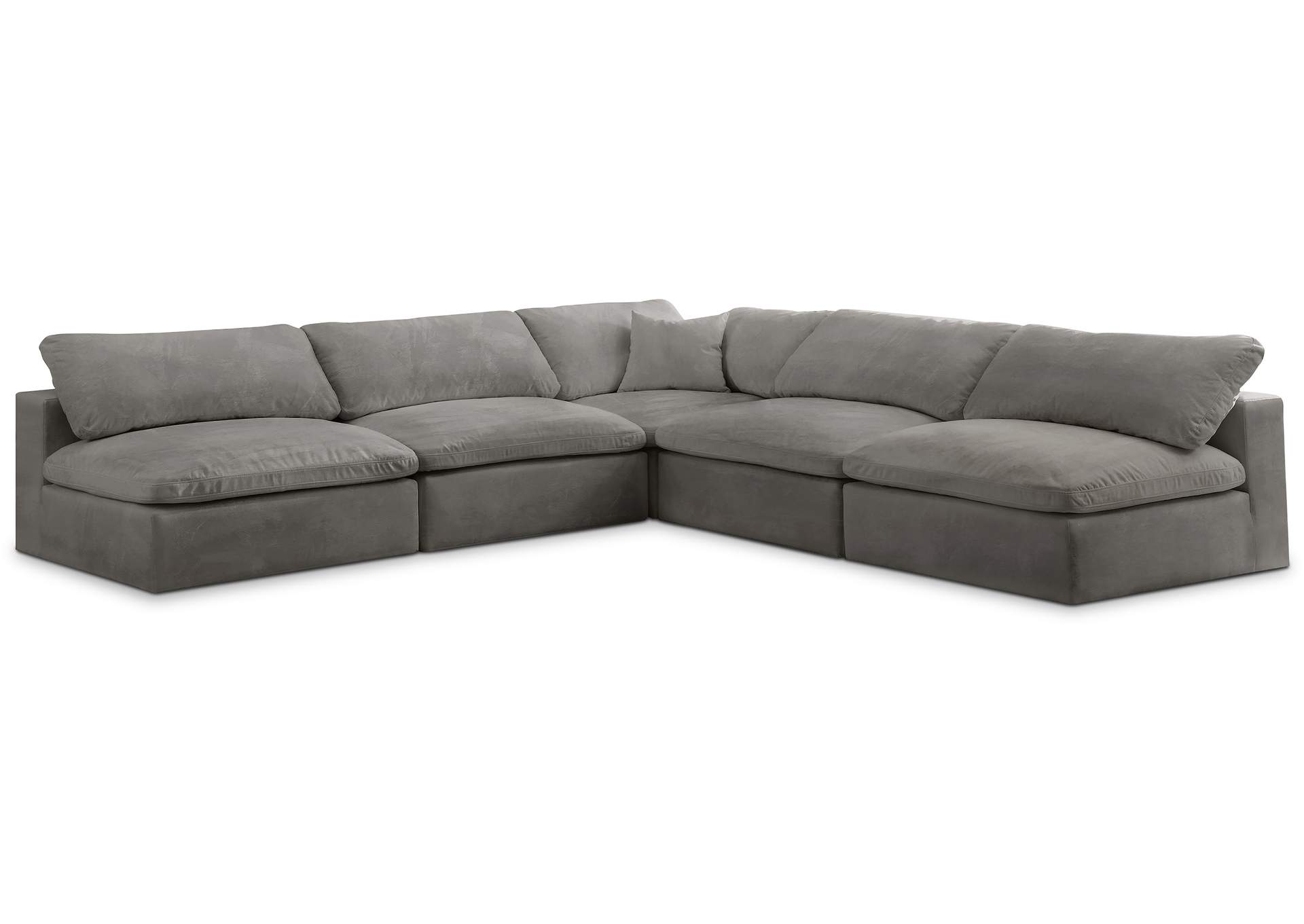 Cozy Grey Velvet Comfort Modular Sectional,Meridian Furniture