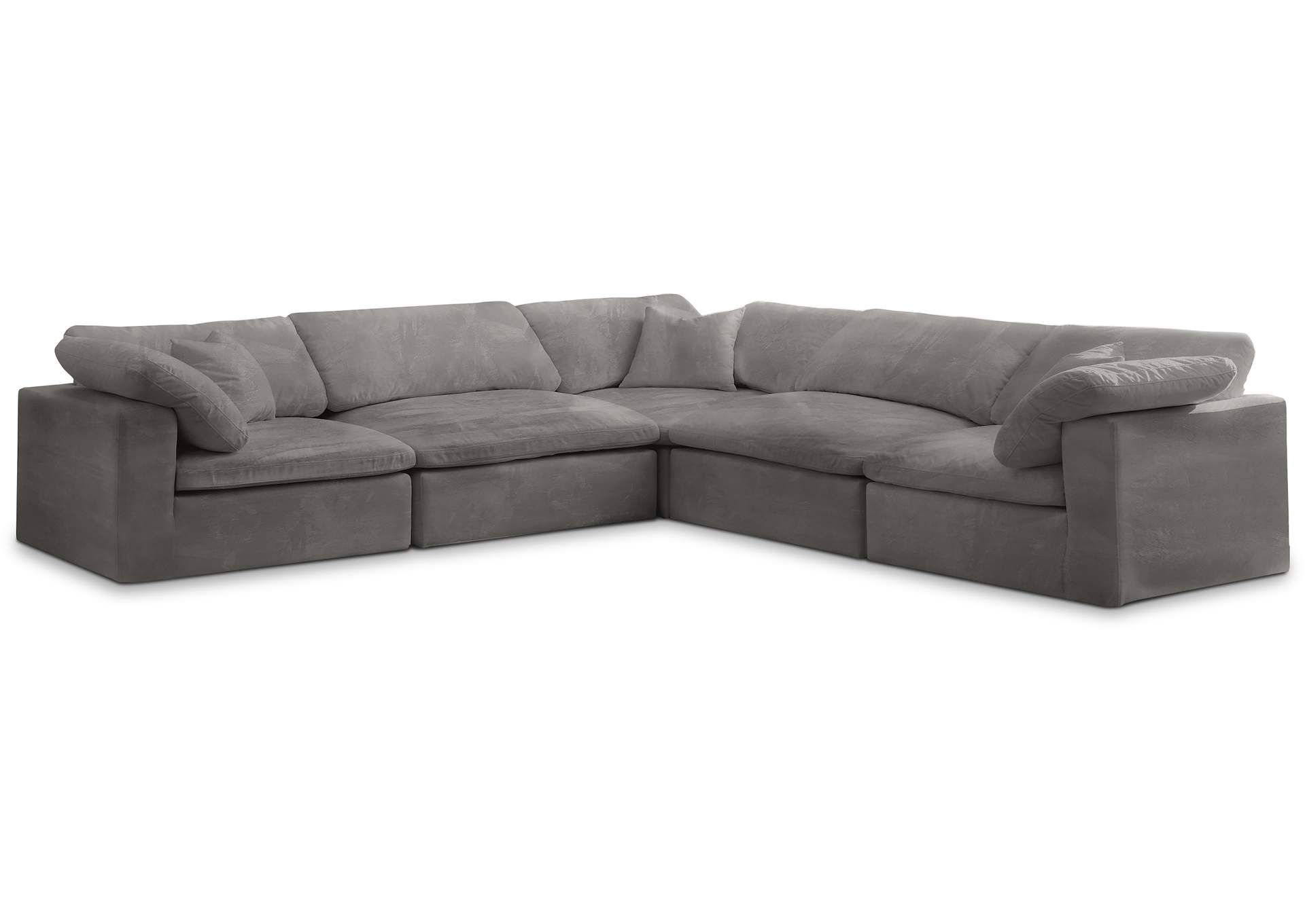 Cozy Grey Velvet Comfort Modular Sectional,Meridian Furniture