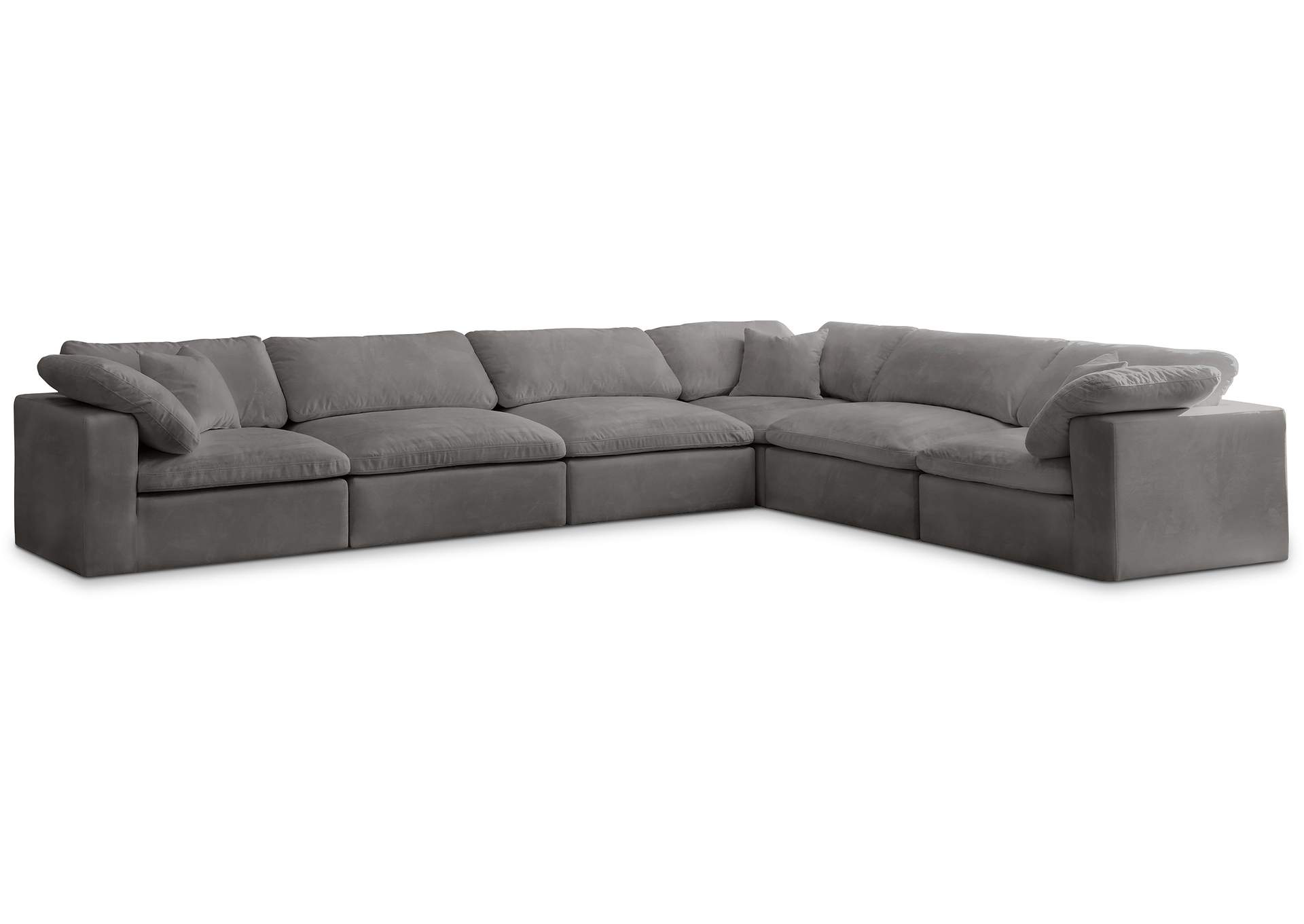 Cozy Grey Velvet Comfort Modular Sectional,Meridian Furniture