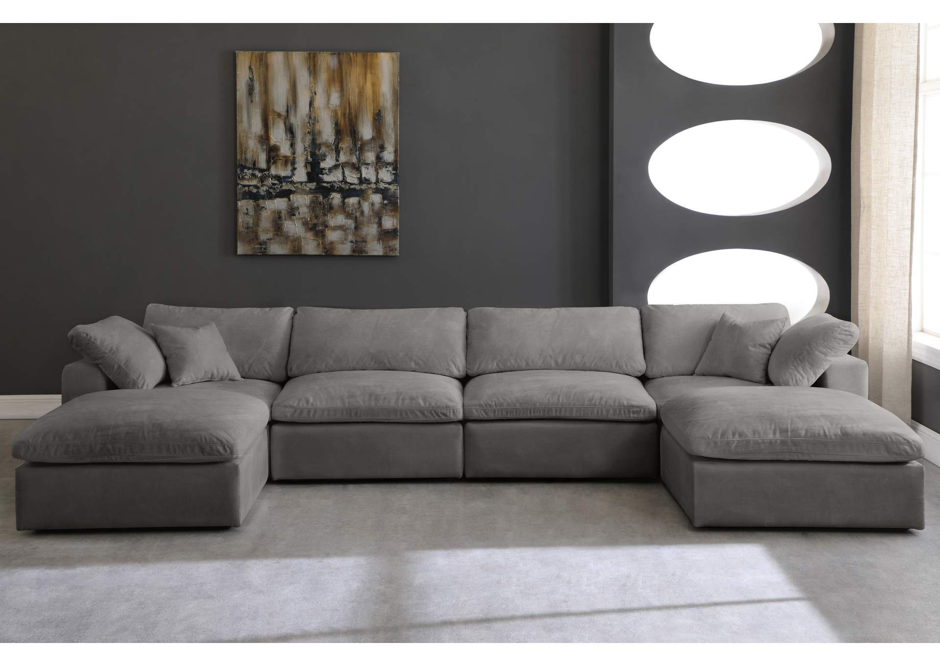 Cozy Grey Velvet Comfort Modular Sectional,Meridian Furniture