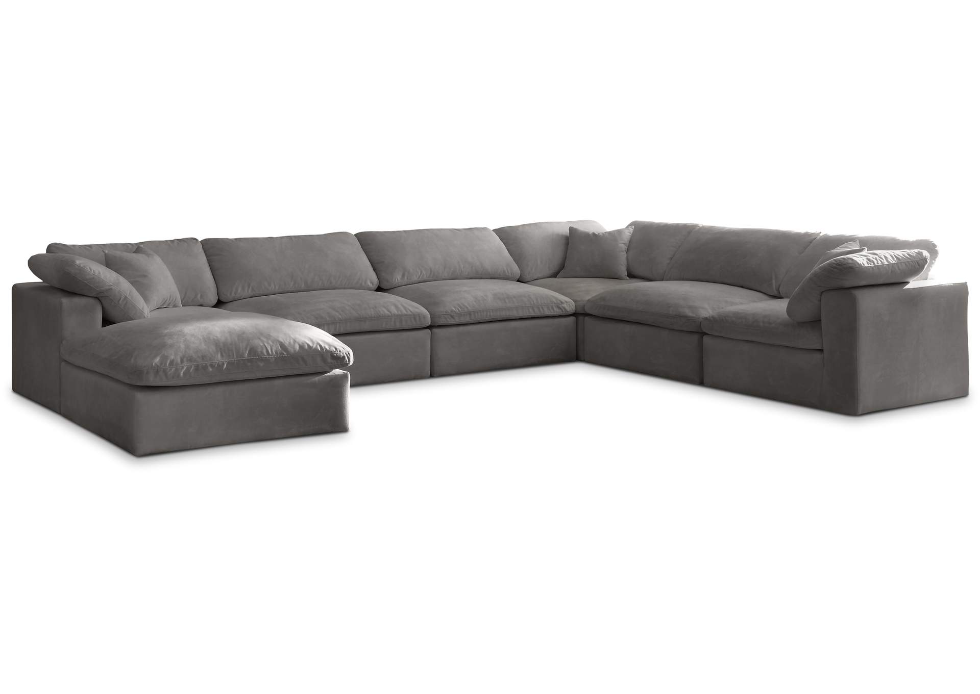 Cozy Grey Velvet Comfort Modular Sectional,Meridian Furniture