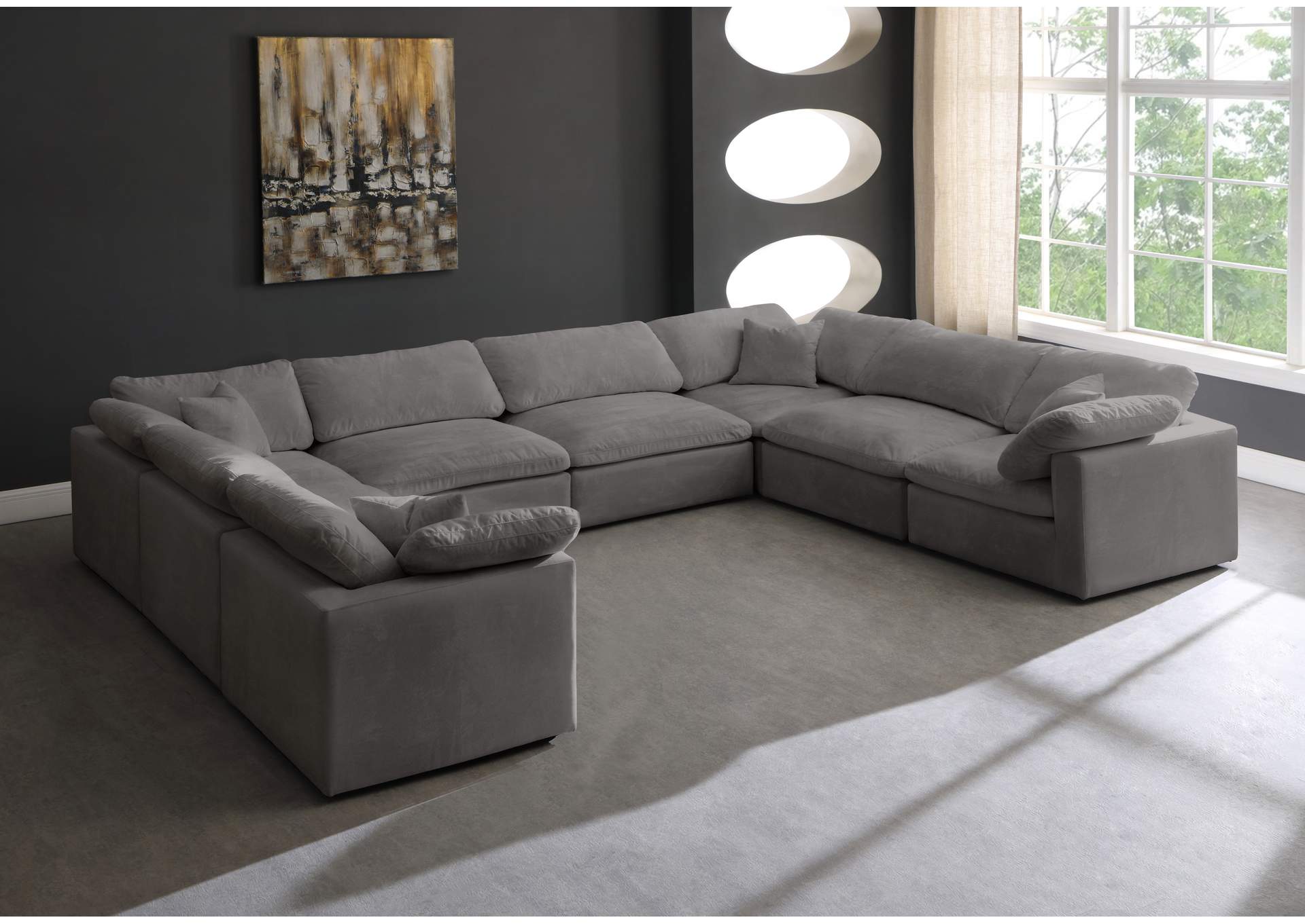 Cozy Grey Velvet Comfort Modular Sectional,Meridian Furniture