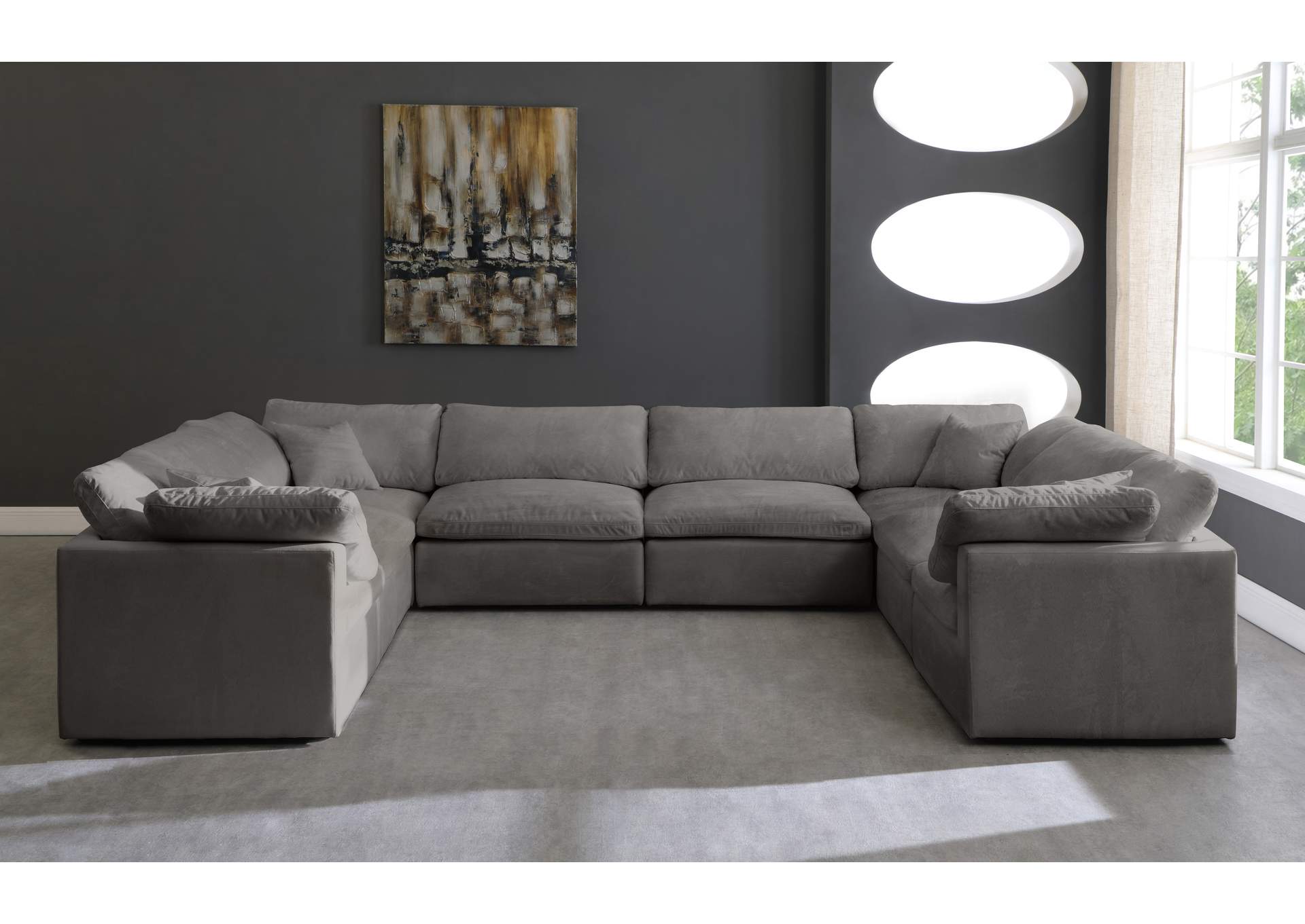 Cozy Grey Velvet Comfort Modular Sectional,Meridian Furniture