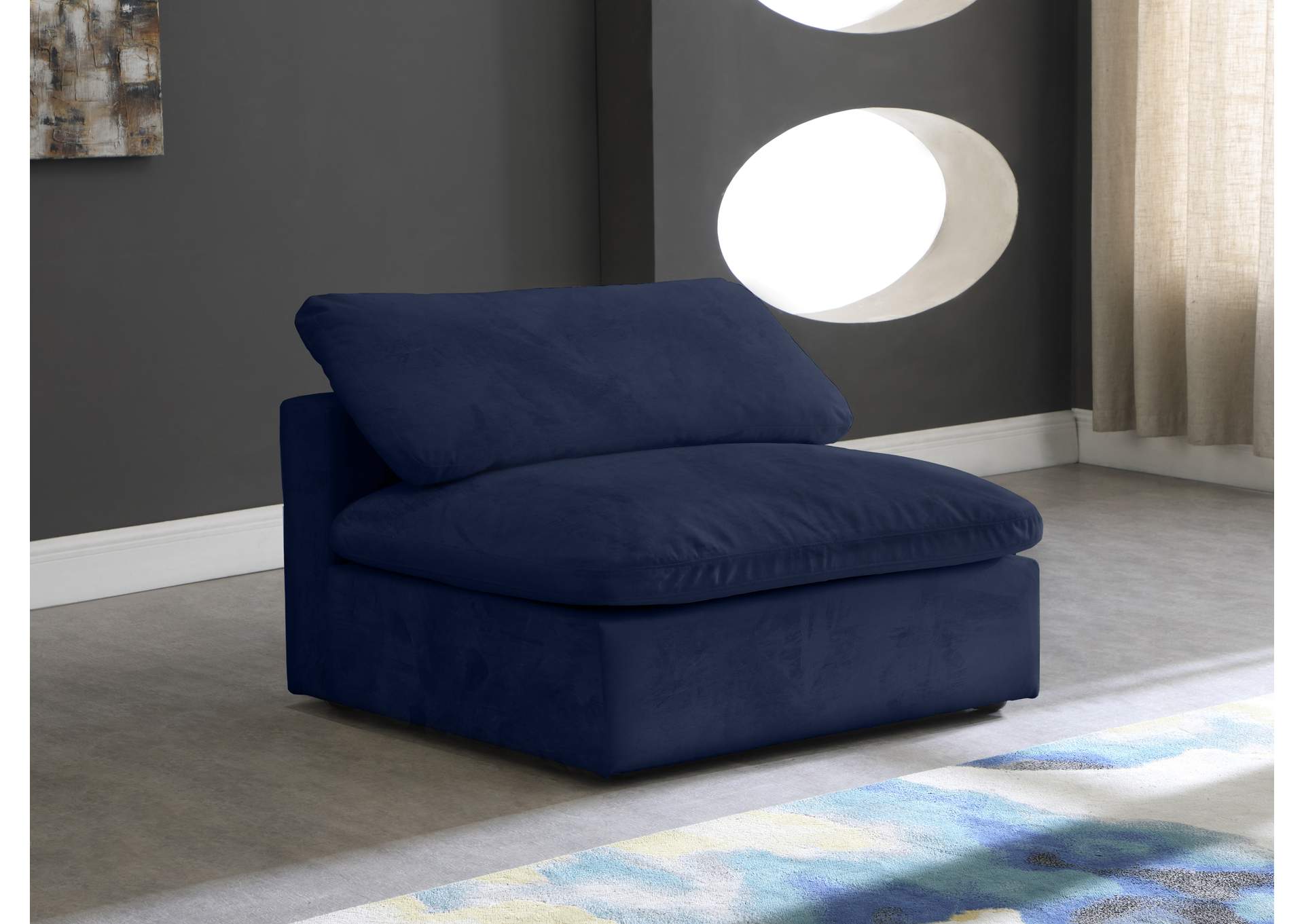 Cozy Navy Velvet Chair,Meridian Furniture